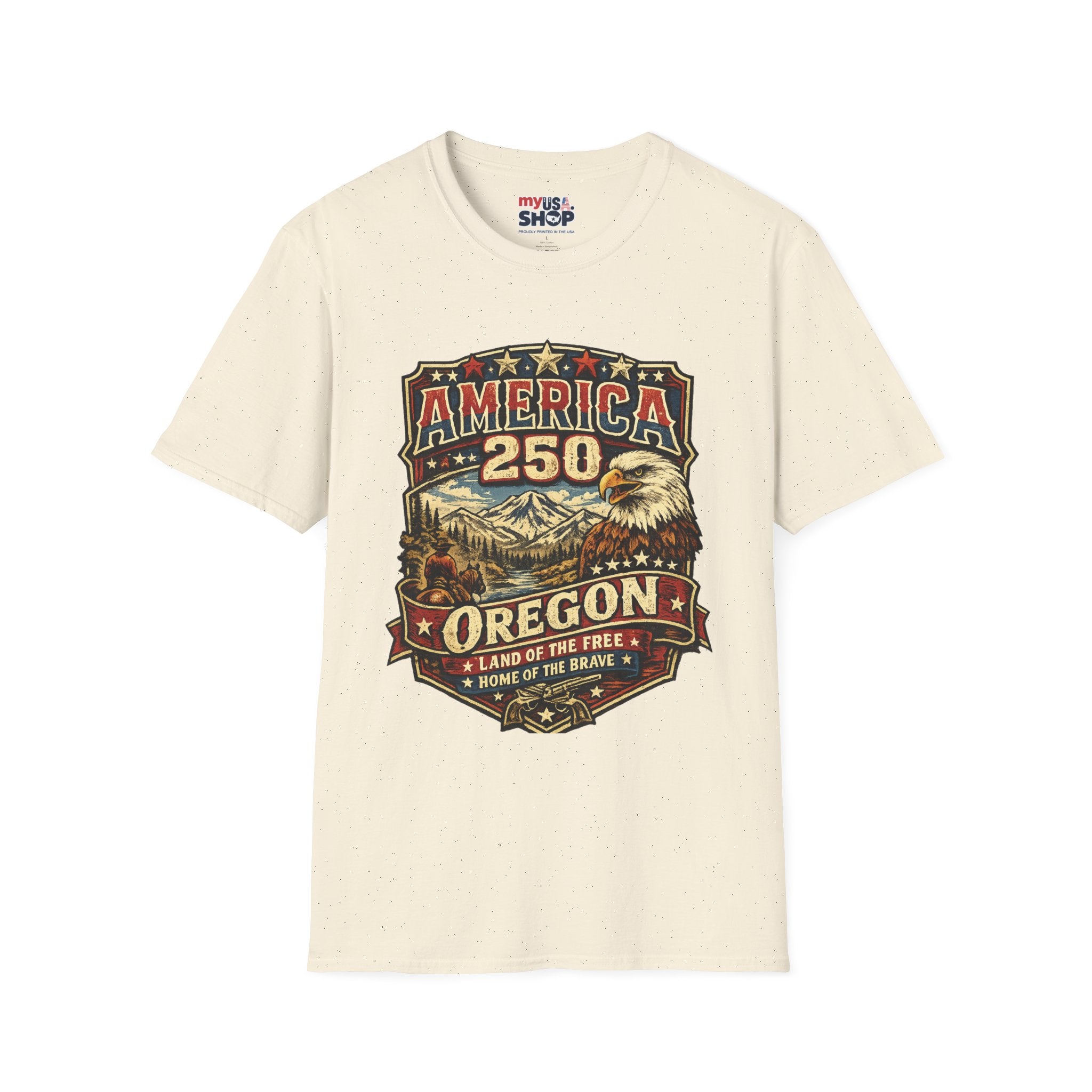 America 250 Oregon  Shirt — Heritage Eagle Americana Crest Tee