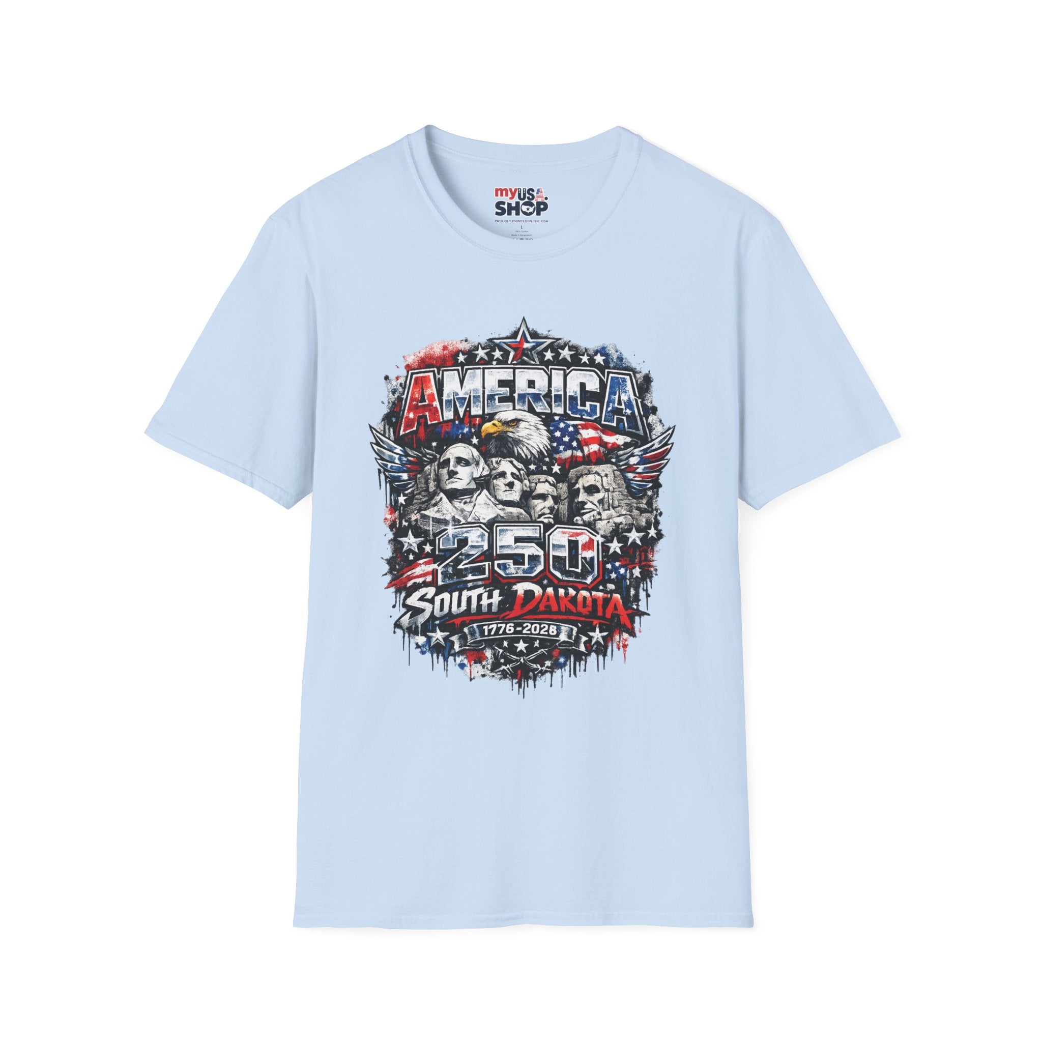 America 250 South Dakota Shirt — Patriotic Eagle & Mount Rushmore Graphic Tee