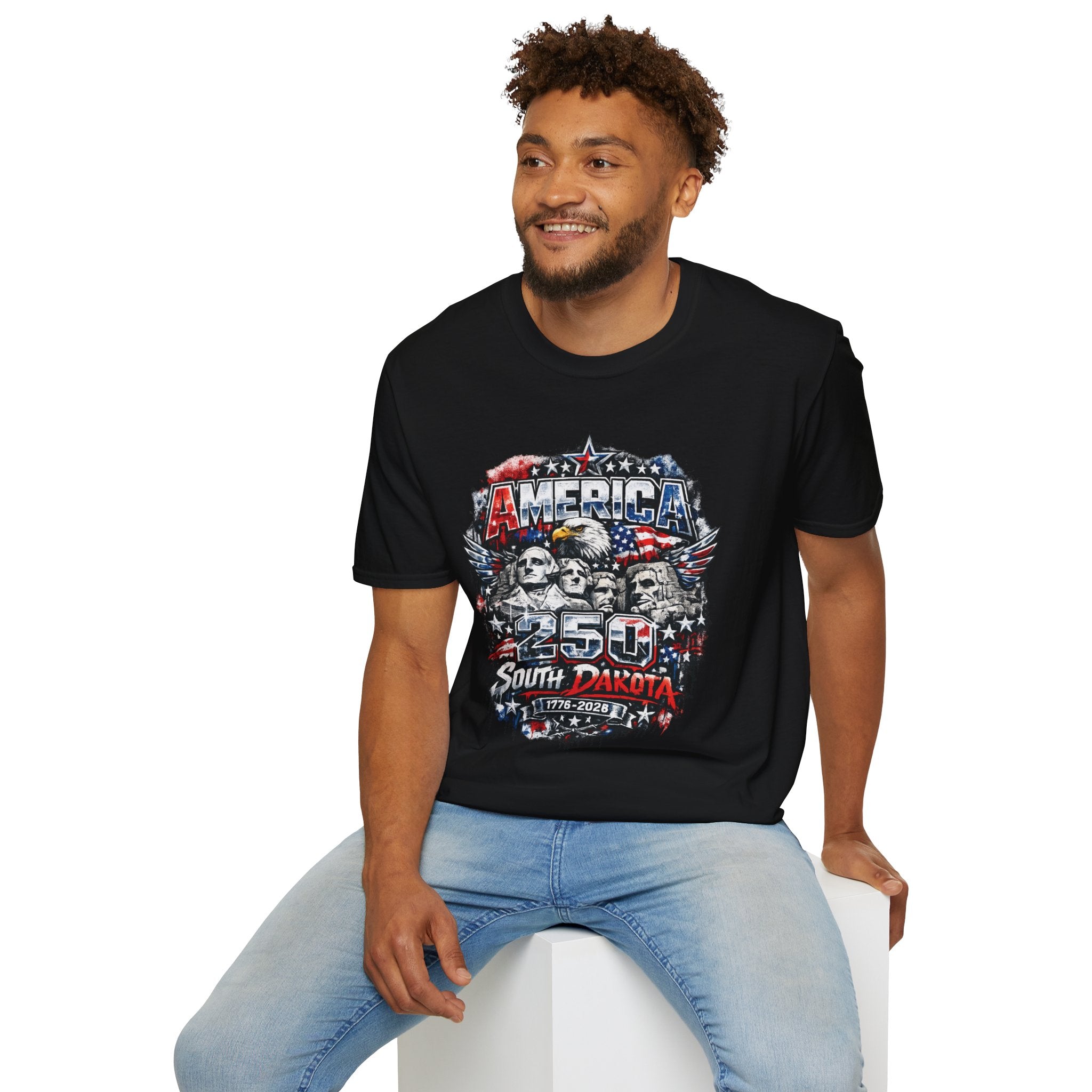 America 250 South Dakota Shirt — Patriotic Eagle & Mount Rushmore Graphic Tee