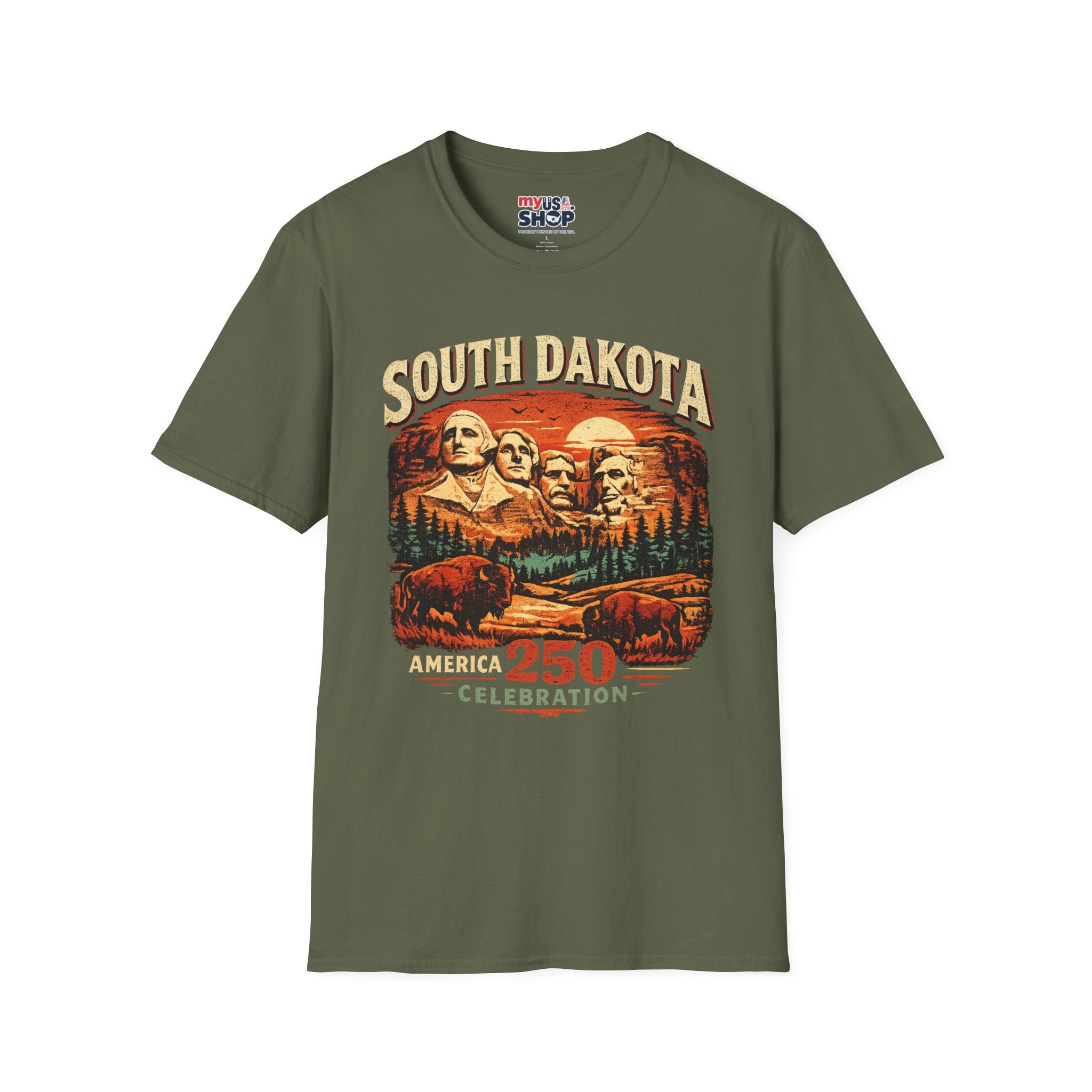 America 250 South Dakota Shirt — Sunset Mount Rushmore Celebration Tee