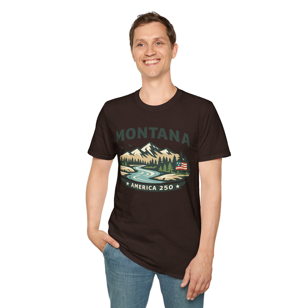 America 250 x Montana Mountain Scenic T-Shirt — Retro Nature Design