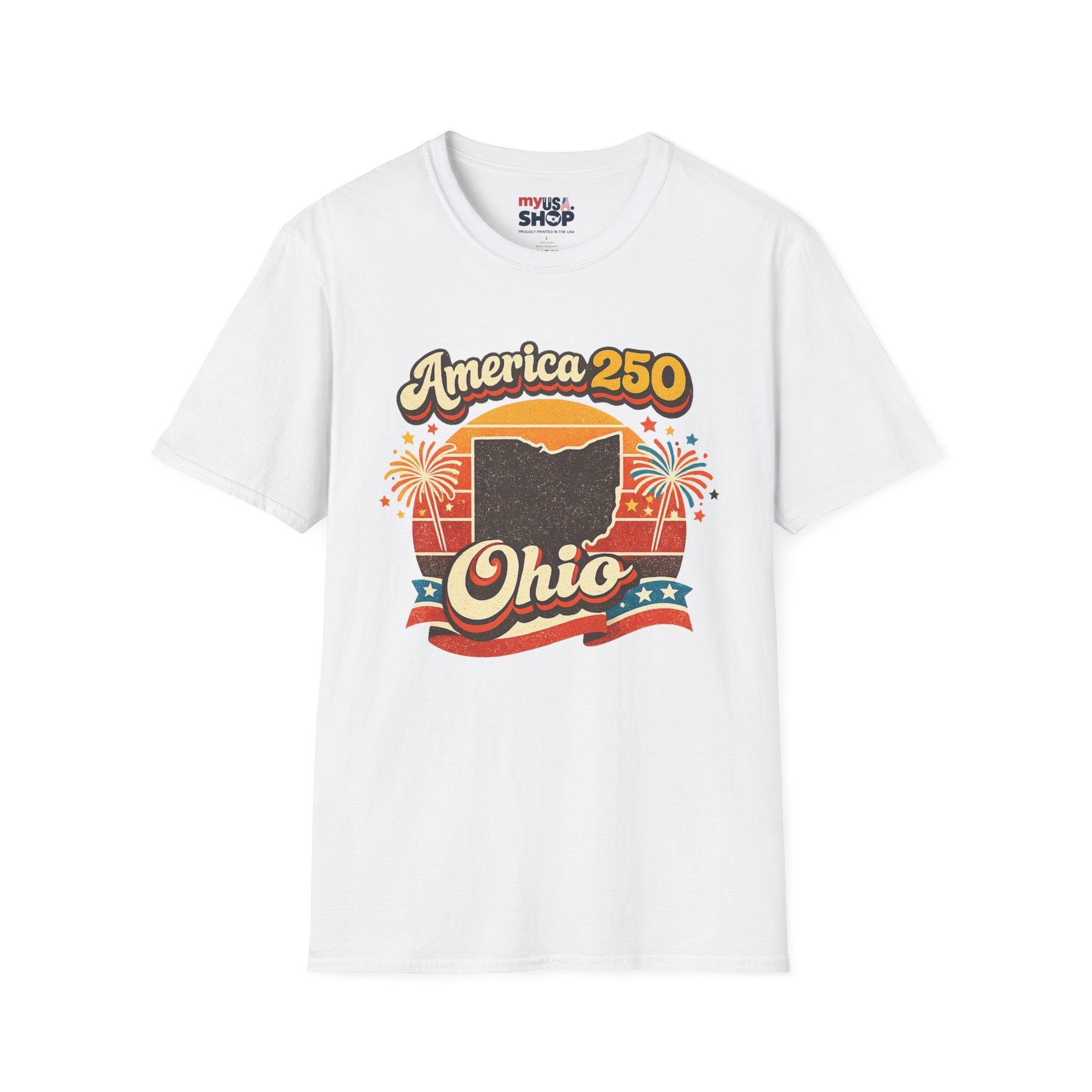 America 250 Ohio T‑Shirt — Retro Fireworks Bicentennial Celebration Tee