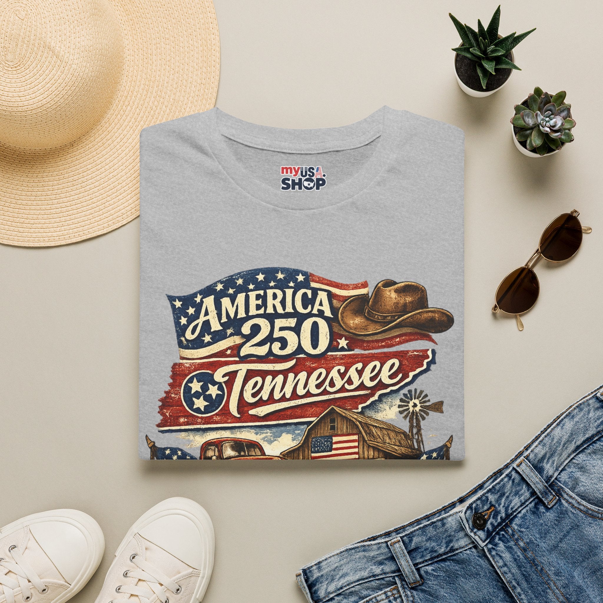 America 250 Tennessee T-Shirt — Celebrating Faith Freedom Heritage Graphic Tee