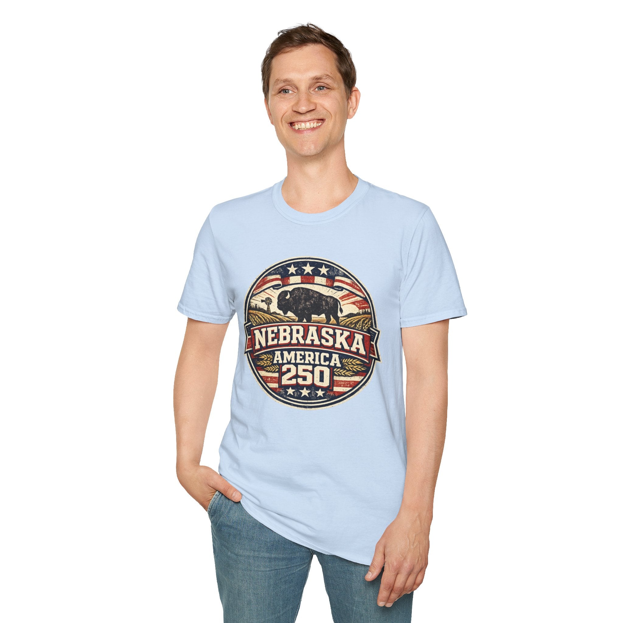 Nebraska Buffalo Retro T-Shirt — America 250 Vintage State Pride Tee