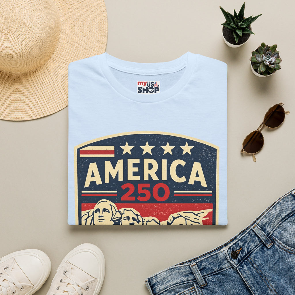 America 250 South Dakota Shirt — Retro Mount Rushmore USA Graphic Tee