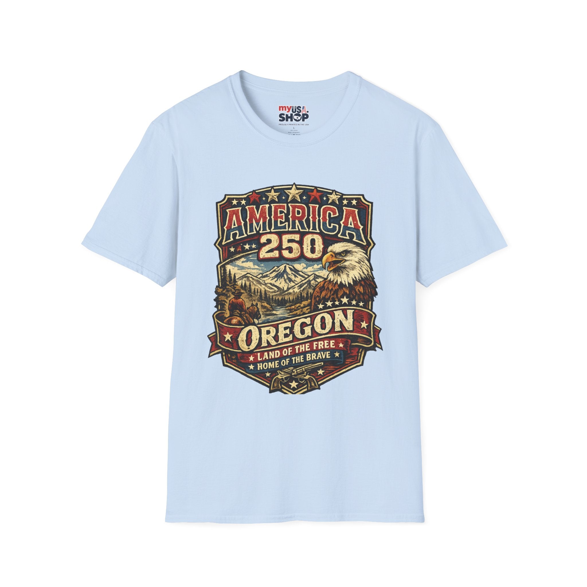 America 250 Oregon  Shirt — Heritage Eagle Americana Crest Tee