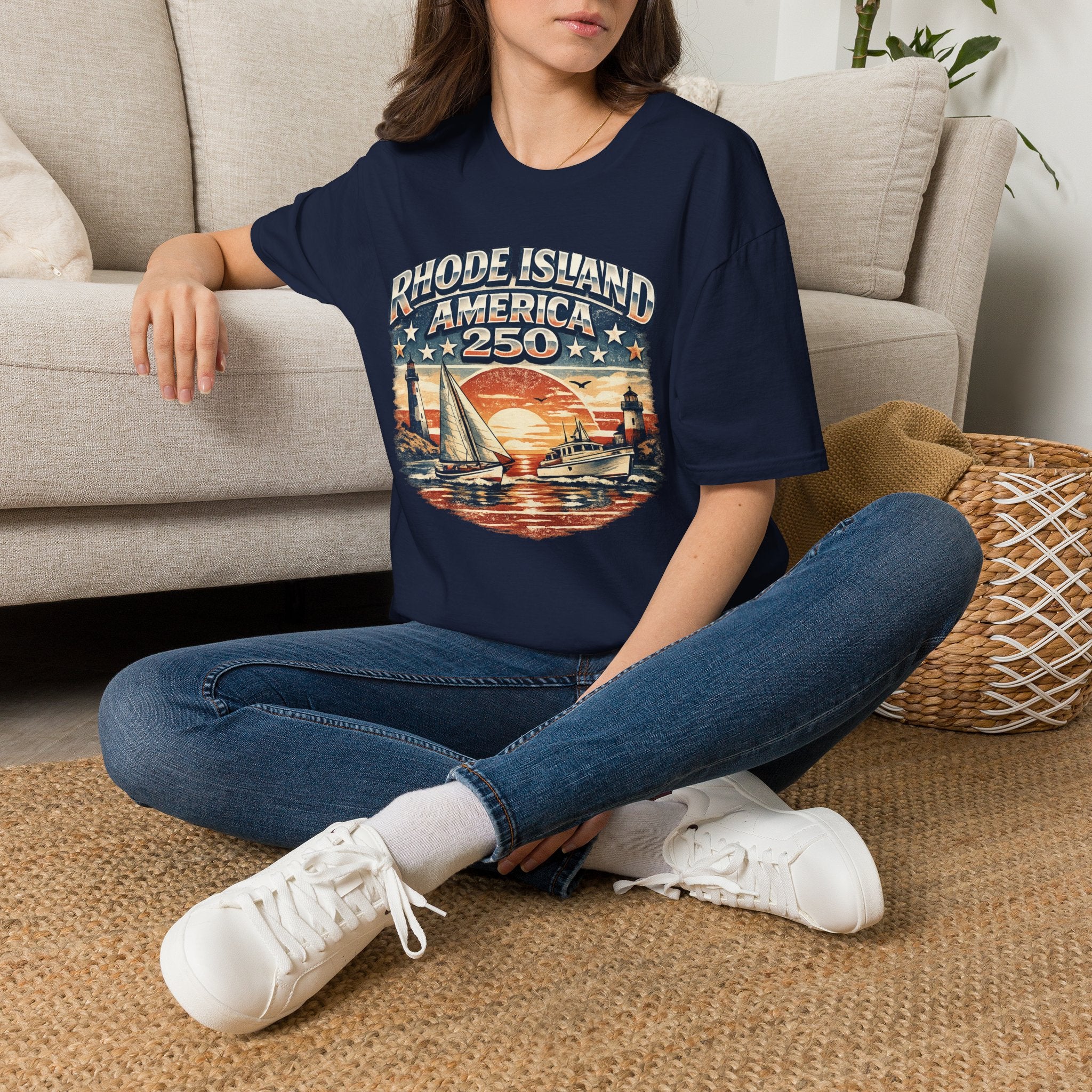 Rhode Island America 250 Shirt — Nautical Sunset Sailing Tee