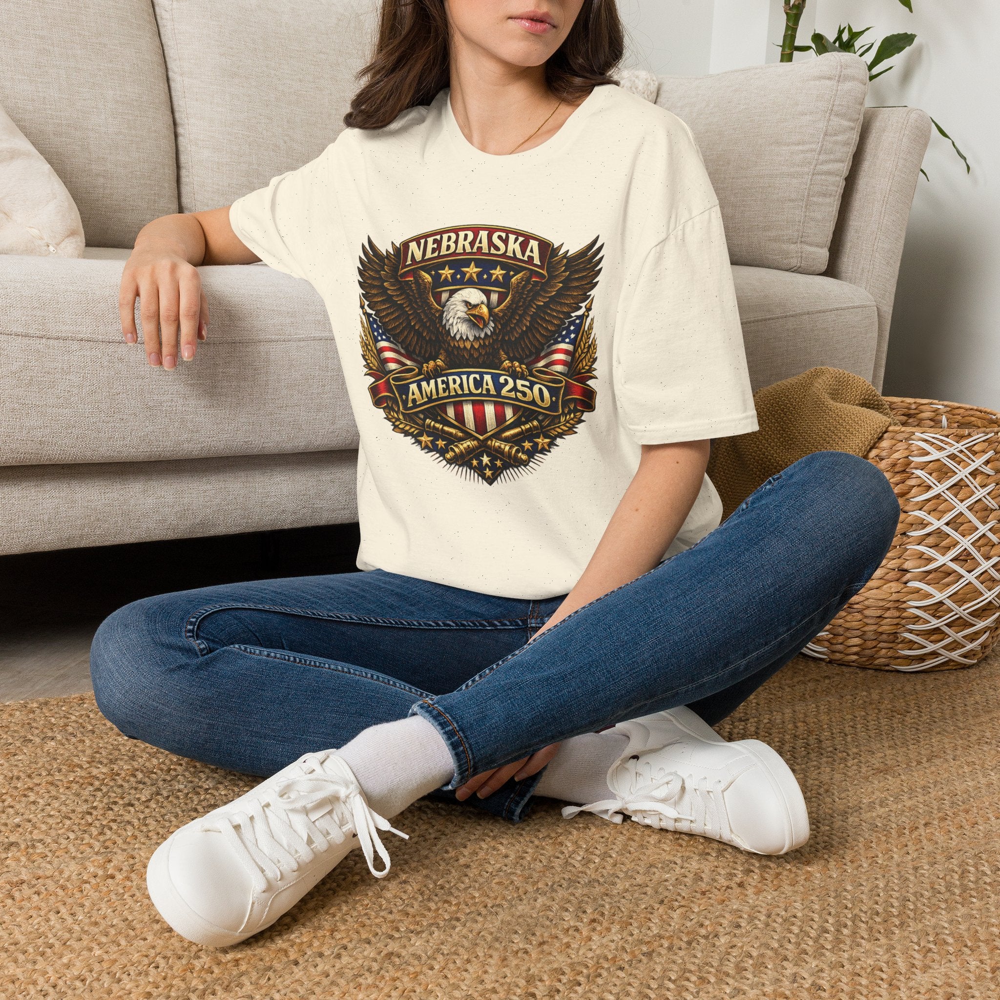 America 250 Nebraska Eagle T-Shirt — Patriotic USA State Tee