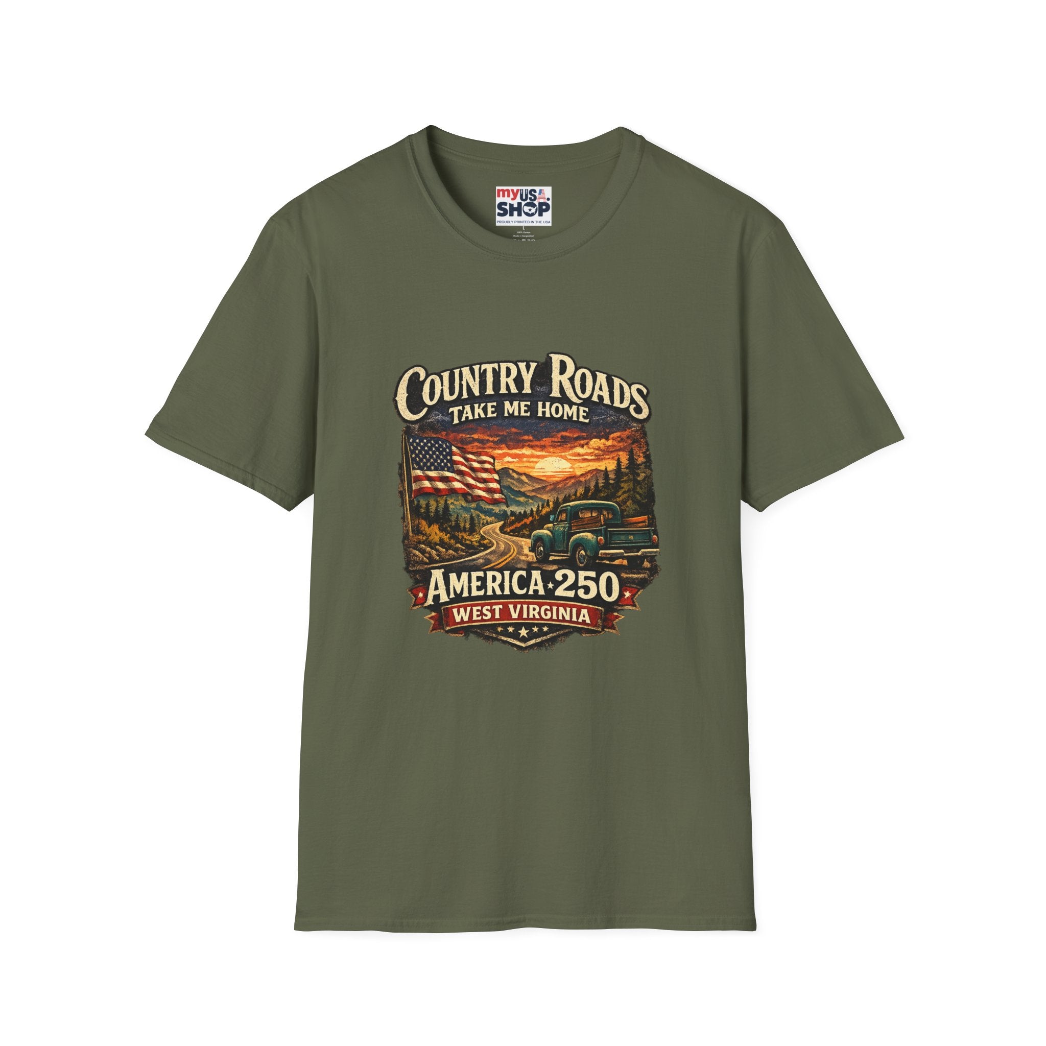 America 250 T-Shirt — "Take Me Home" West Virginia Scenic Graphic Tee