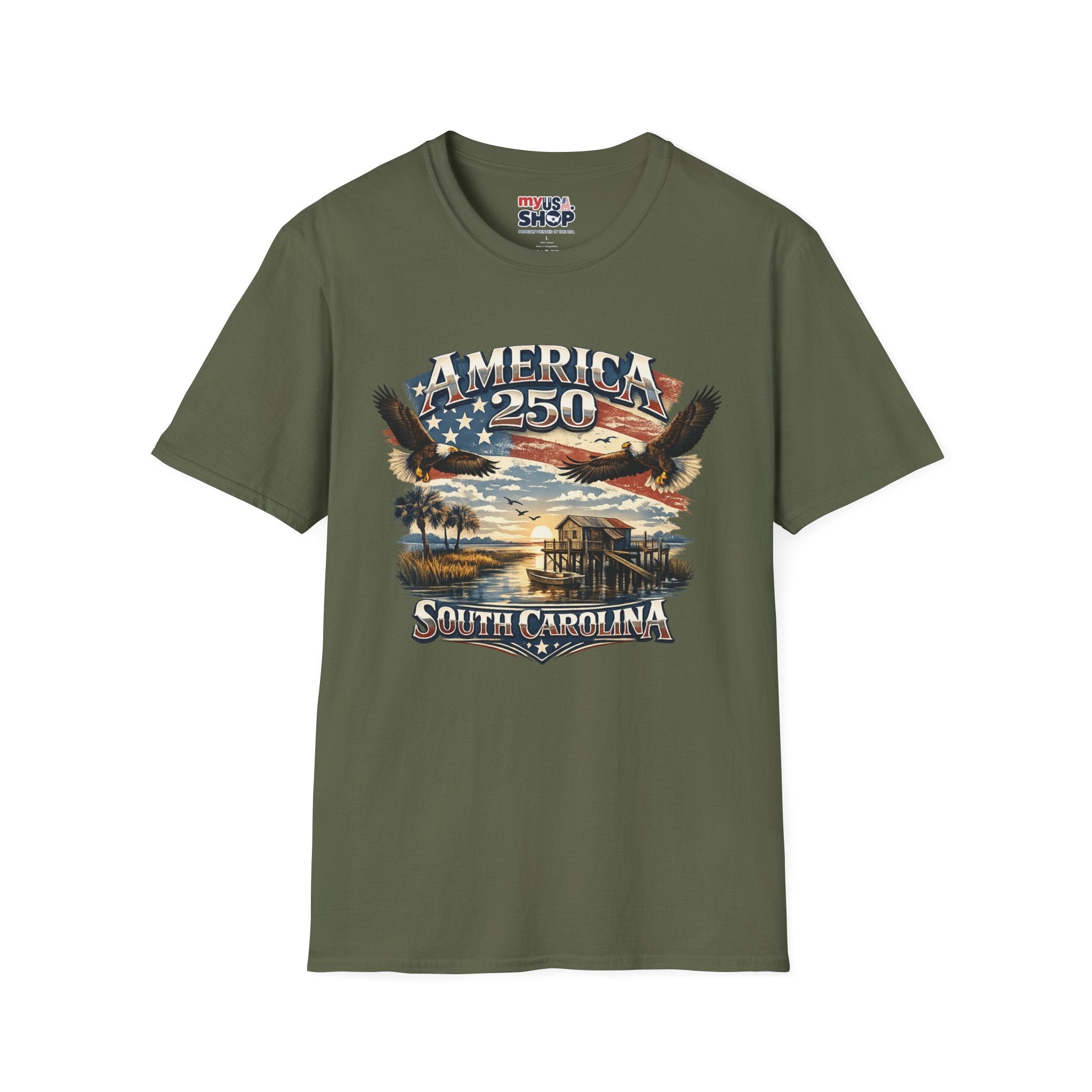 America 250 T-Shirt — South Carolina Patriotic Bald Eagles & Flag Graphic