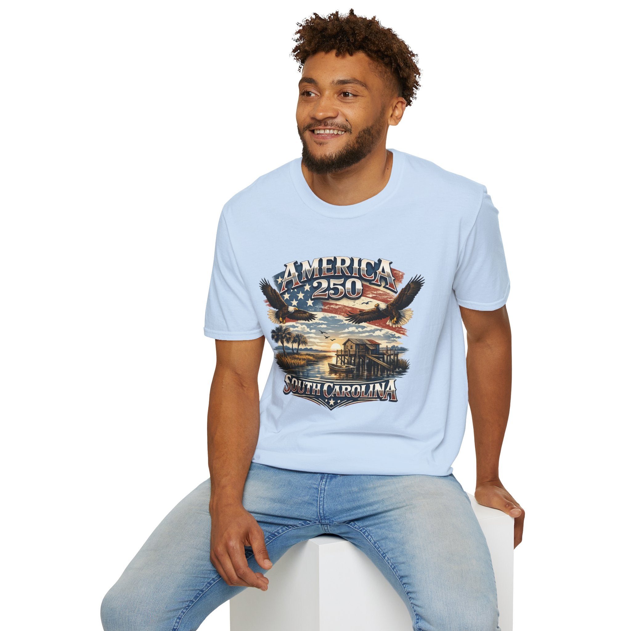 America 250 T-Shirt — South Carolina Patriotic Bald Eagles & Flag Graphic