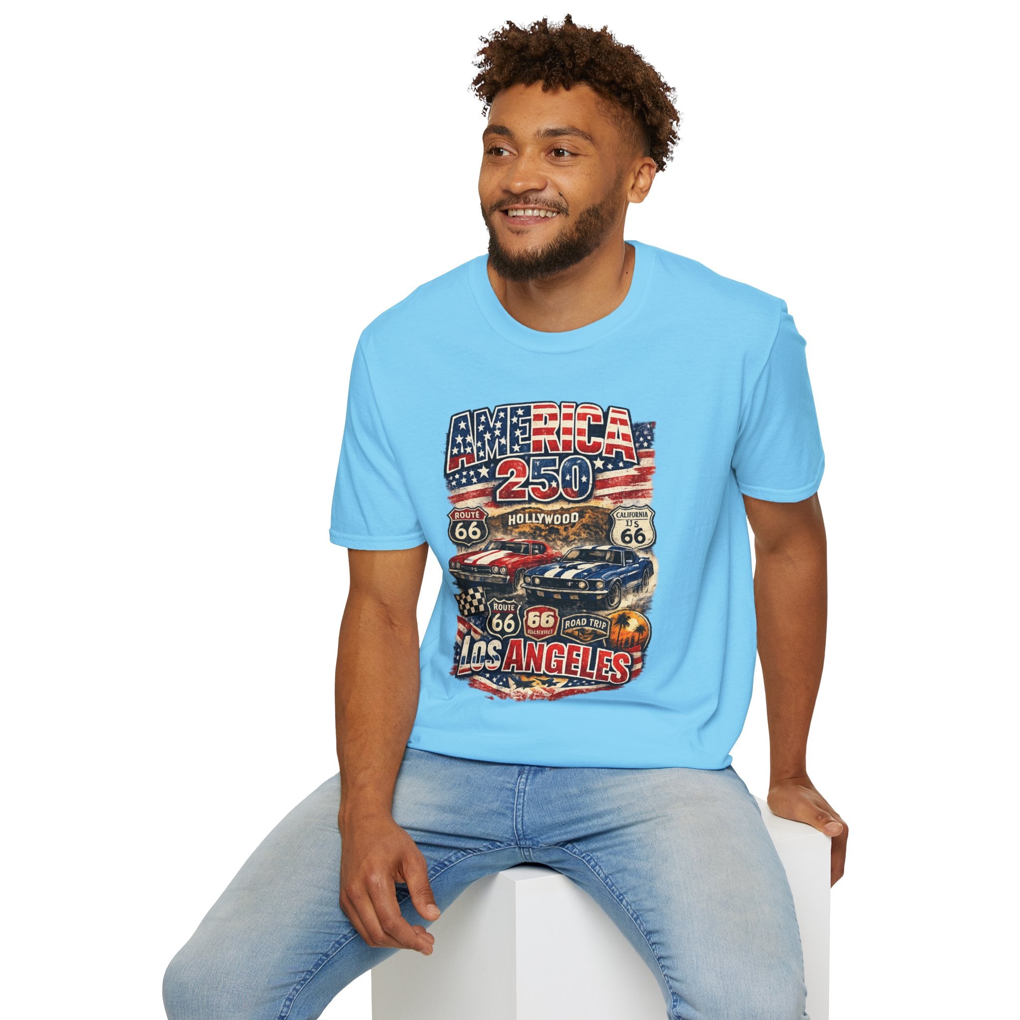 America 250 Los Angeles Route 66 Hollywood Muscle Cars Road Trip California Tee