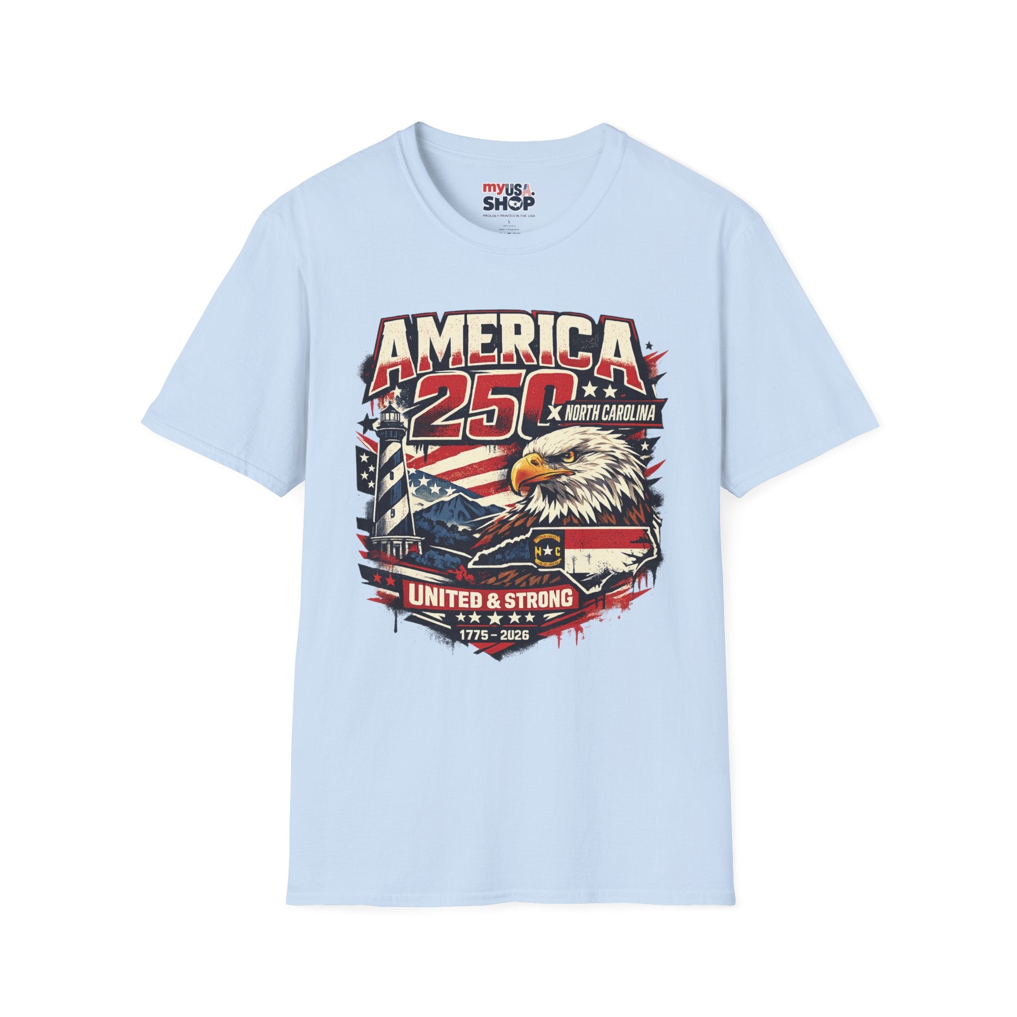 America 250 North Carolina Eagle T-Shirt – Patriotic July 4th Graphic Tee