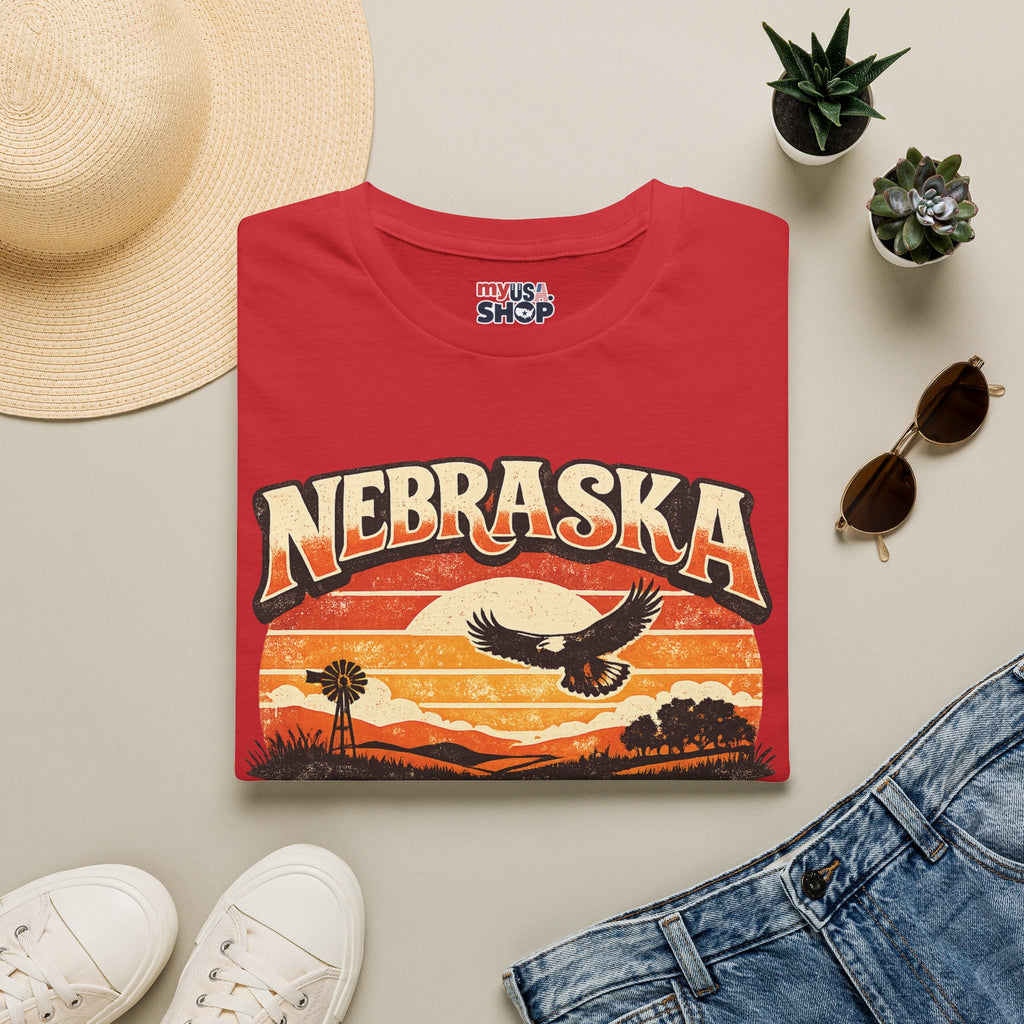 Nebraska America 250 Retro Sunset T-Shirt