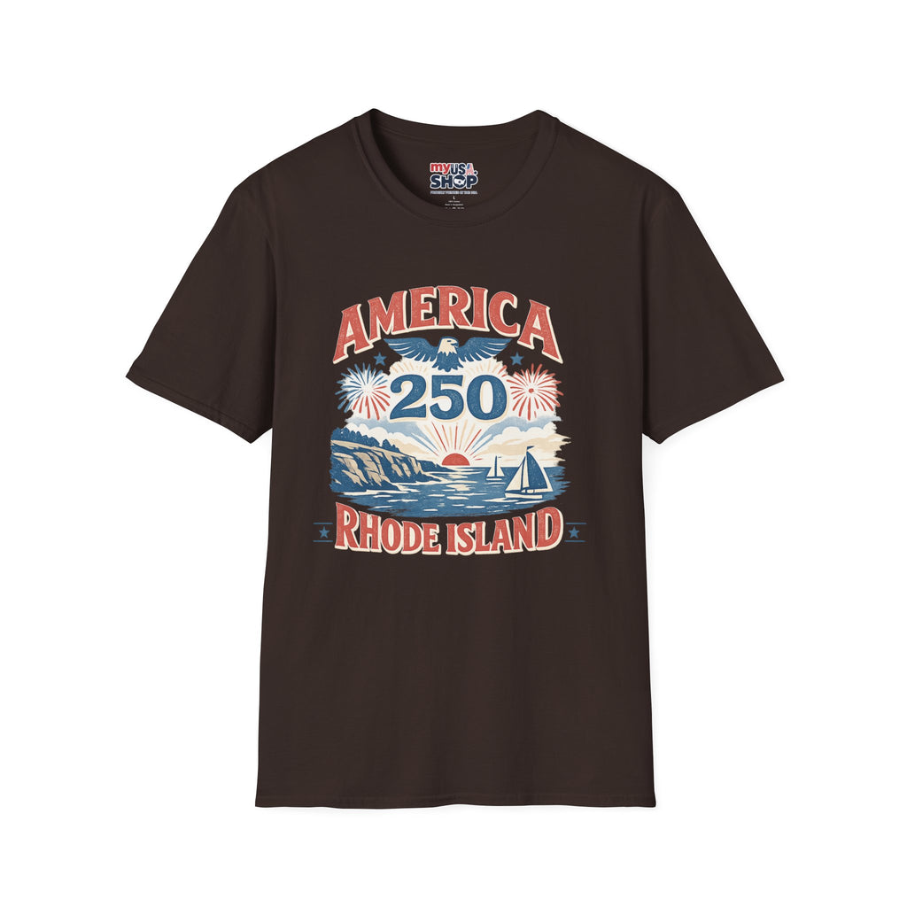 America 250 Rhode Island Shirt — Coastal Fireworks Patriotic Tee
