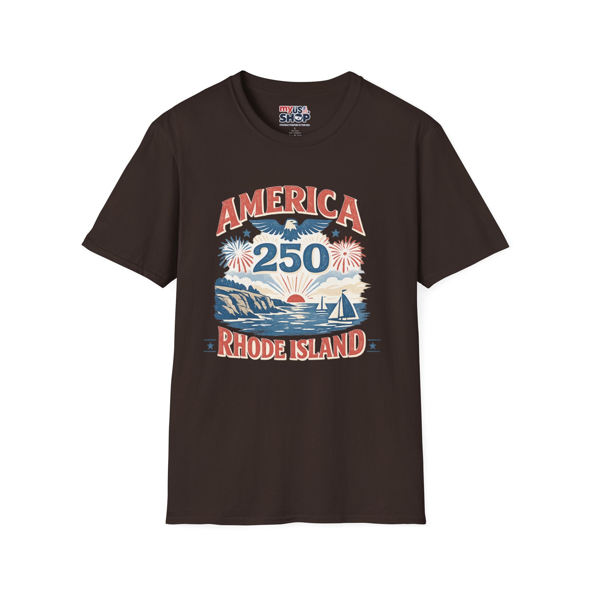 America 250 Rhode Island Shirt — Coastal Fireworks Patriotic Tee