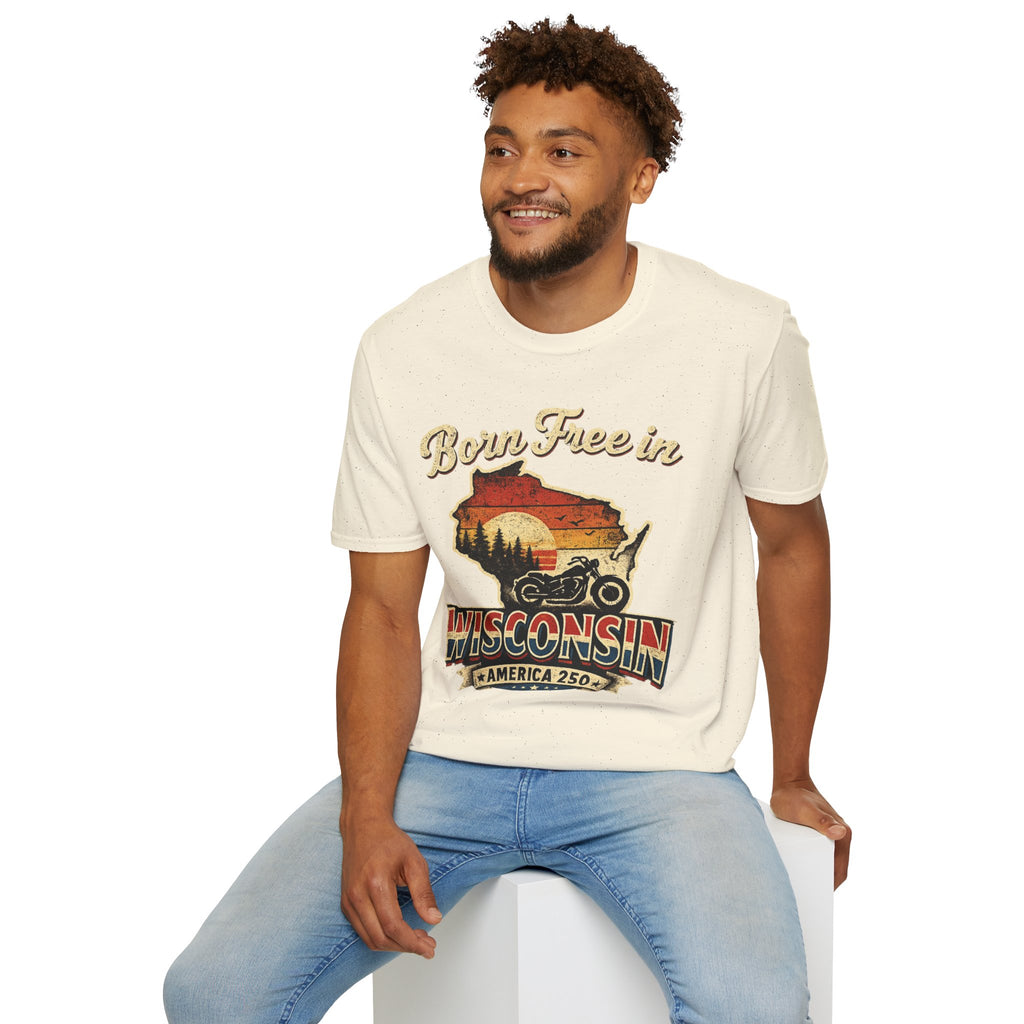 Wisconsin Vintage "Born Free in" T-Shirt - America 250 Tee