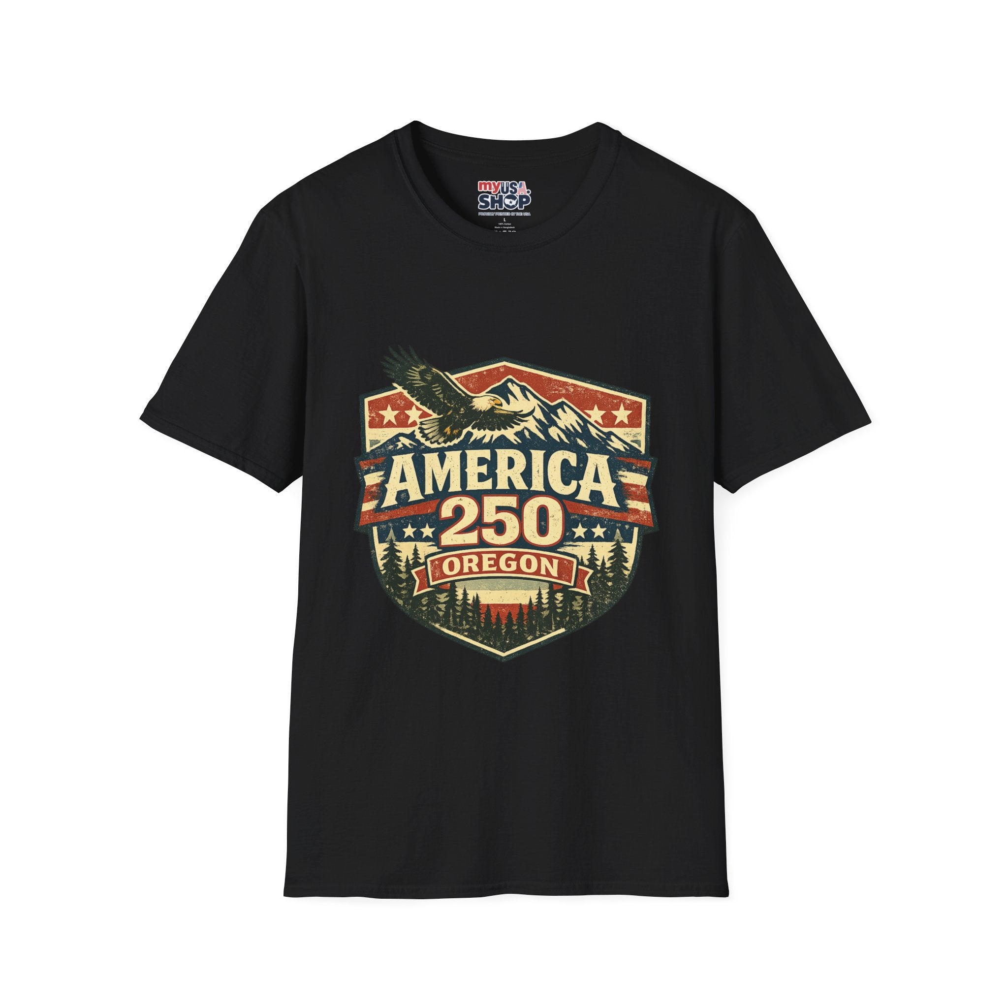 America 250 Shirt —Oregon  Mountain Eagle Wilderness Badge Tee