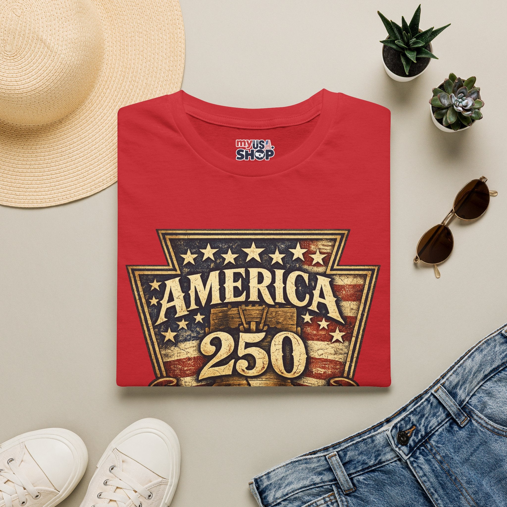 Pennsylvania America 250 Shirt — Keystone State Vintage Badge Graphic Tee