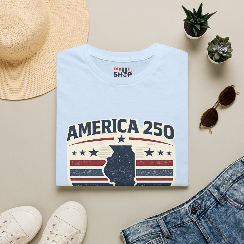 America 250 Illinois T-Shirt — 1776–2026 Bicentennial USA State Pride Tee