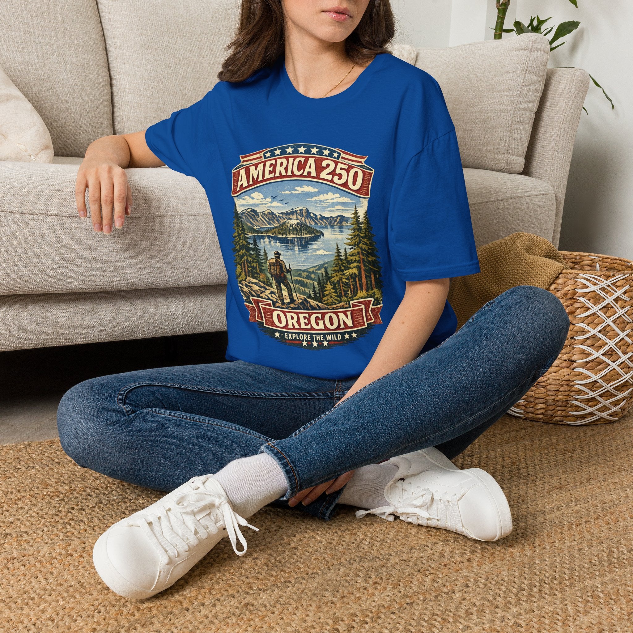 America 250 X Oregon Shirt — Explore The Wild Adventure Graphic Tee