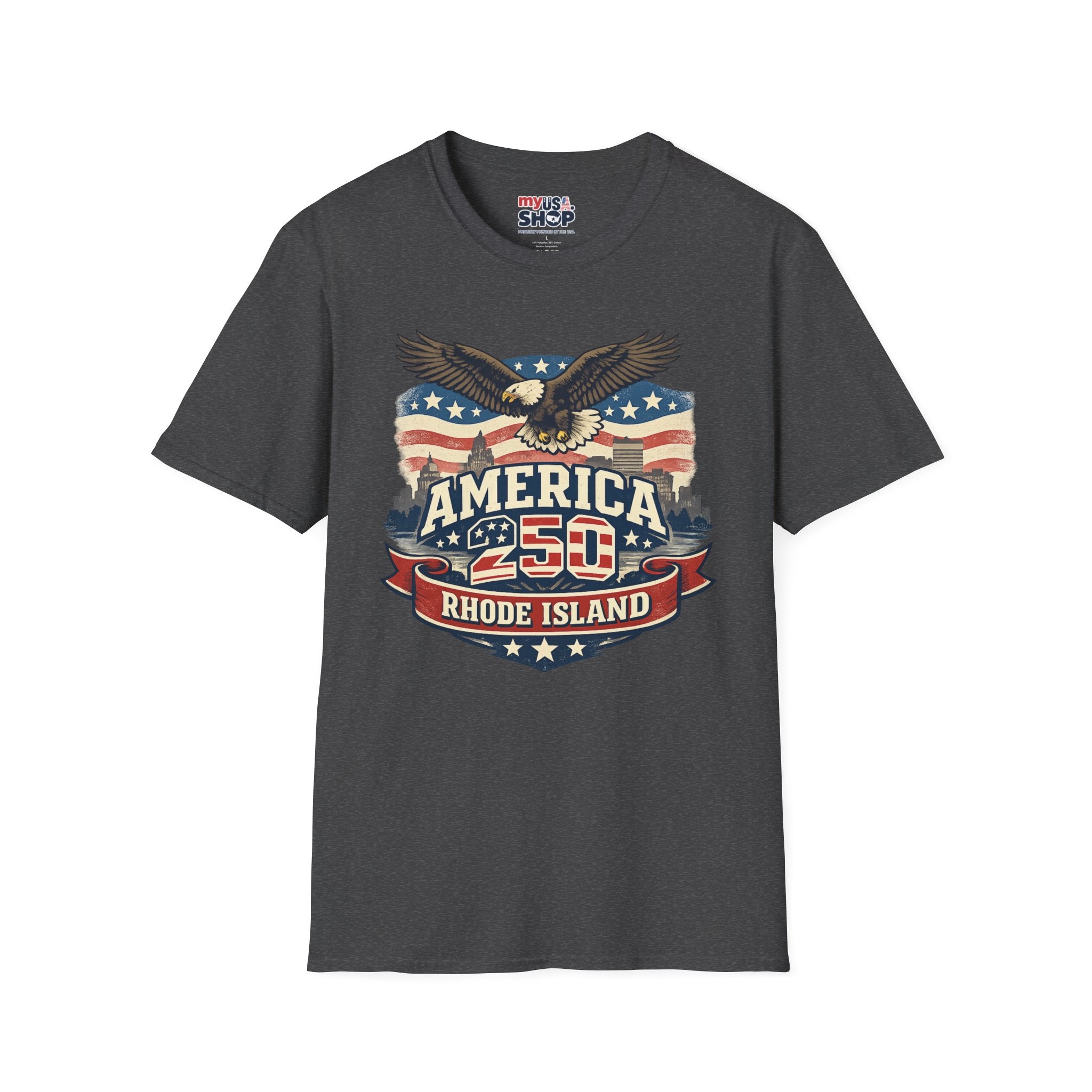 America 250 Rhode Island Eagle Shirt — Patriotic Skyline Graphic Tee
