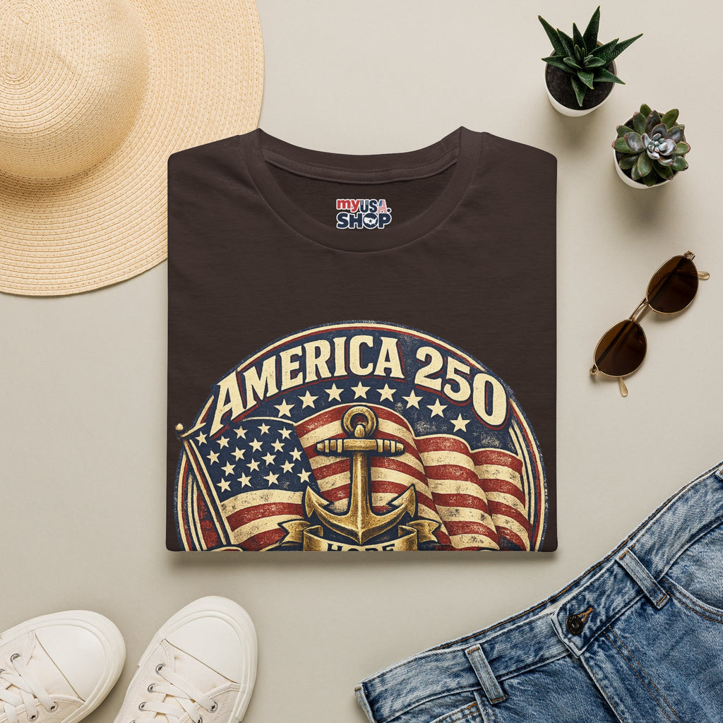 America 250 Rhode Island Shirt — Hope Anchor Patriotic Graphic Tee