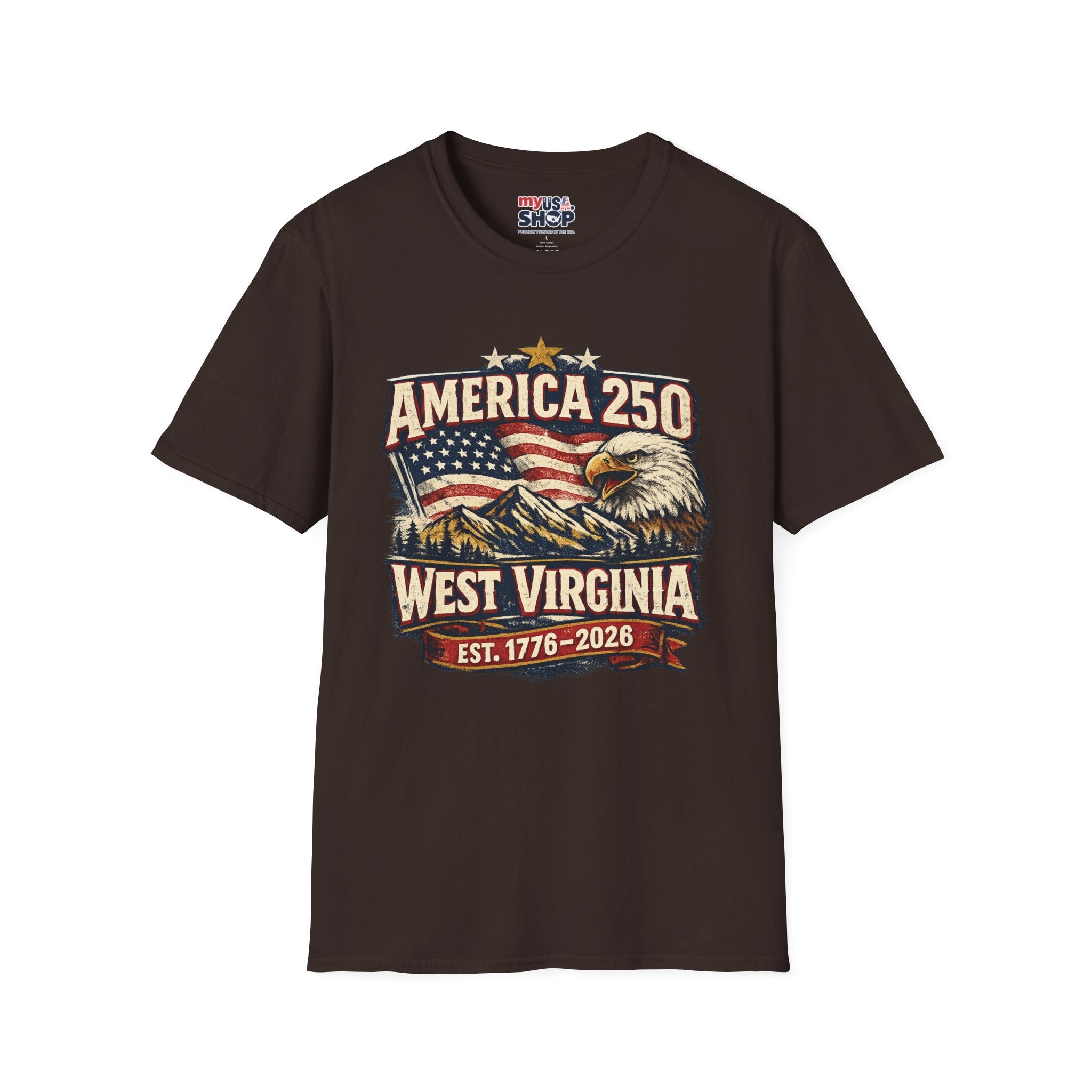 America 250 Eagle T-Shirt — West Virginia 1776–2026 Patriotic
