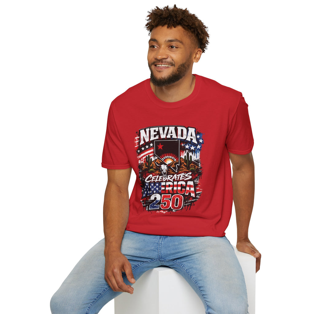 America 250 Nevada Rustic Flag T-Shirt — 'Celebrates the 250' Vintage State Pride Tee