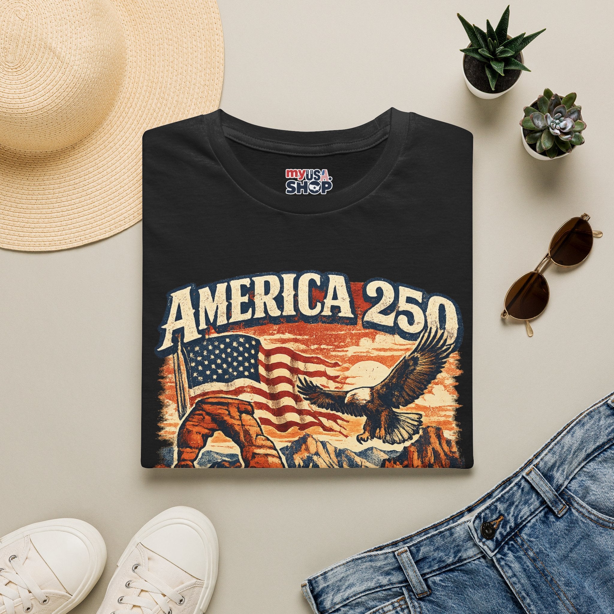 America 250 Utah Shirt — Patriotic Desert Eagle Graphic Tee