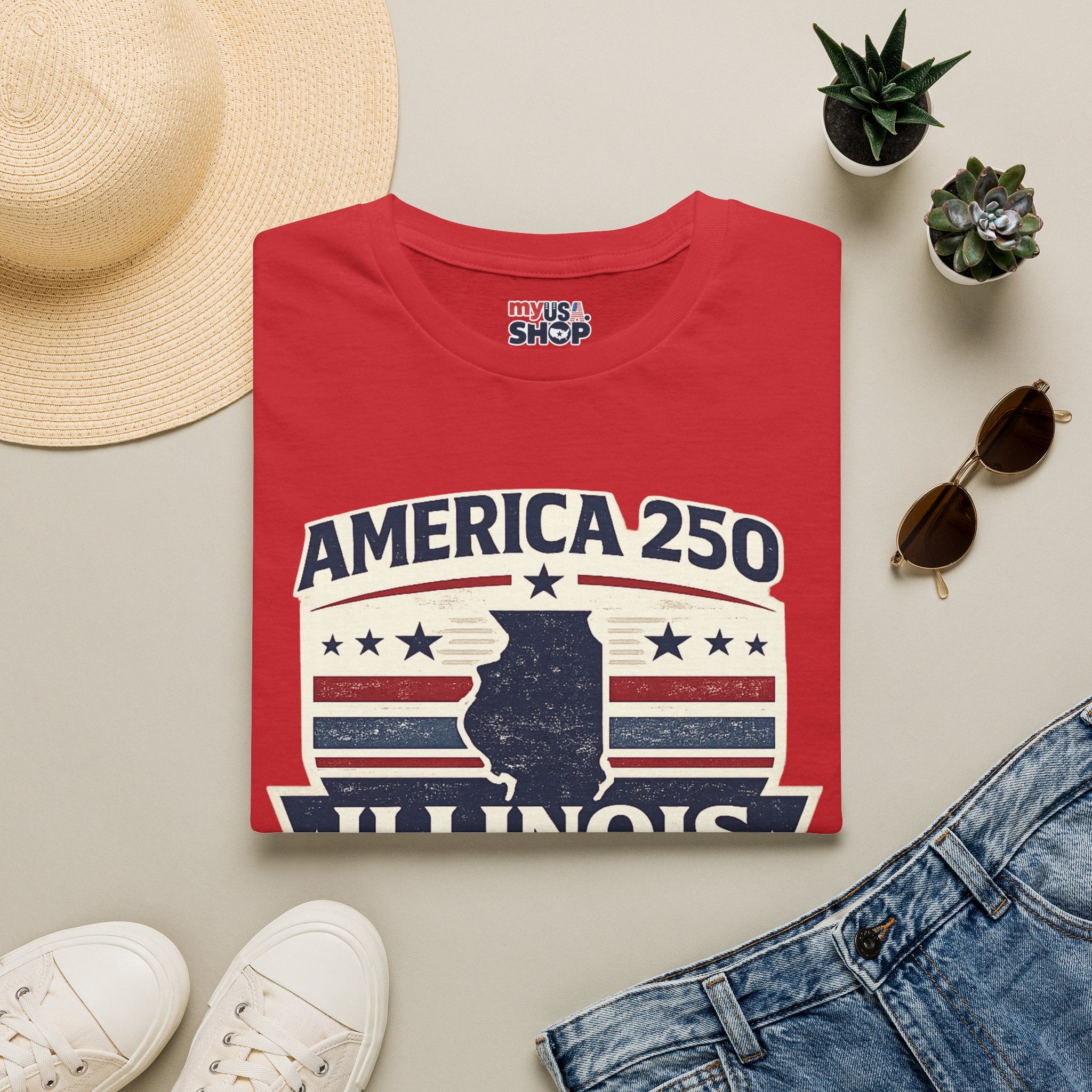 America 250 Illinois T-Shirt — 1776–2026 USA State Pride Tee