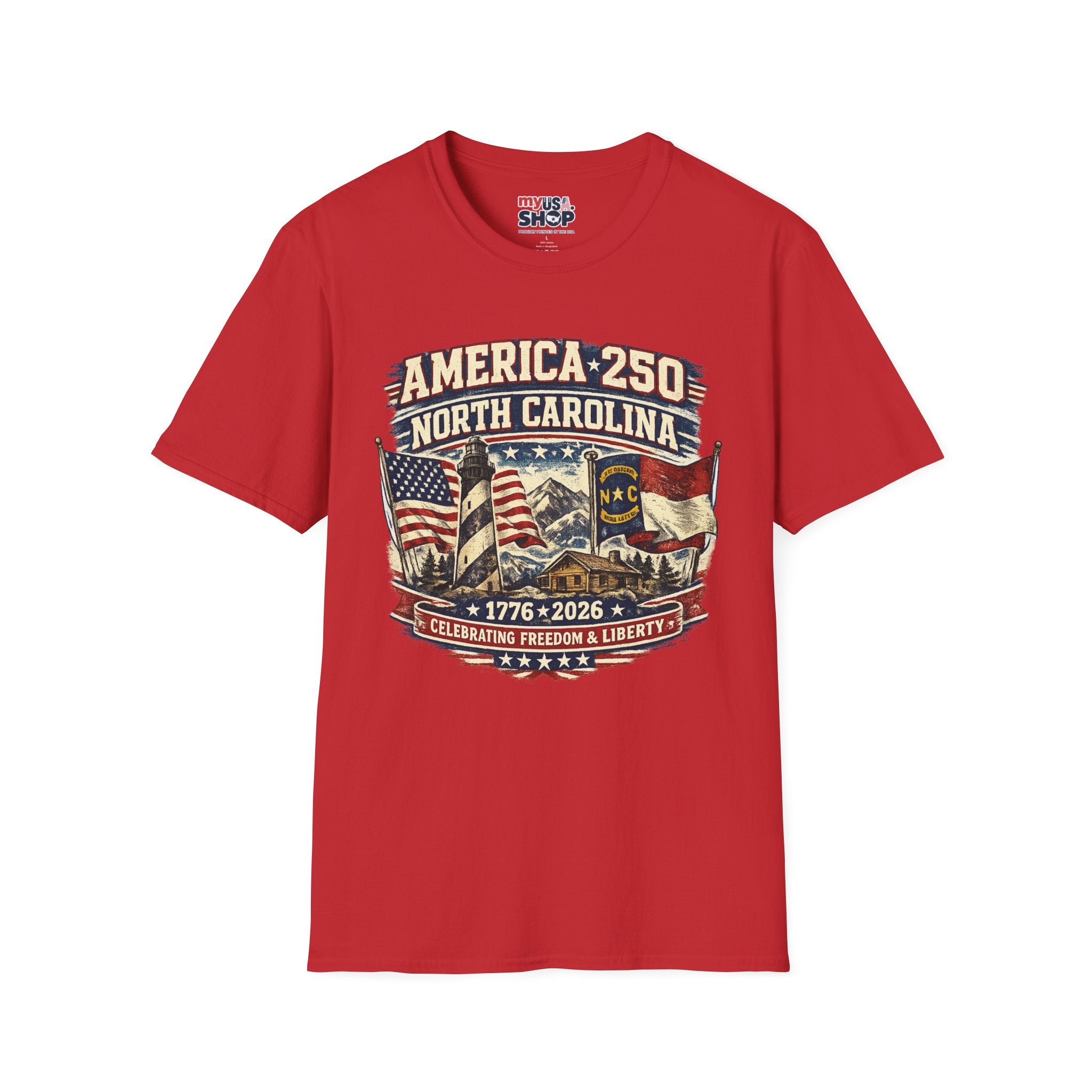 America 250 North Carolina T-Shirt — 1776–2026 Patriotic State Pride Tee