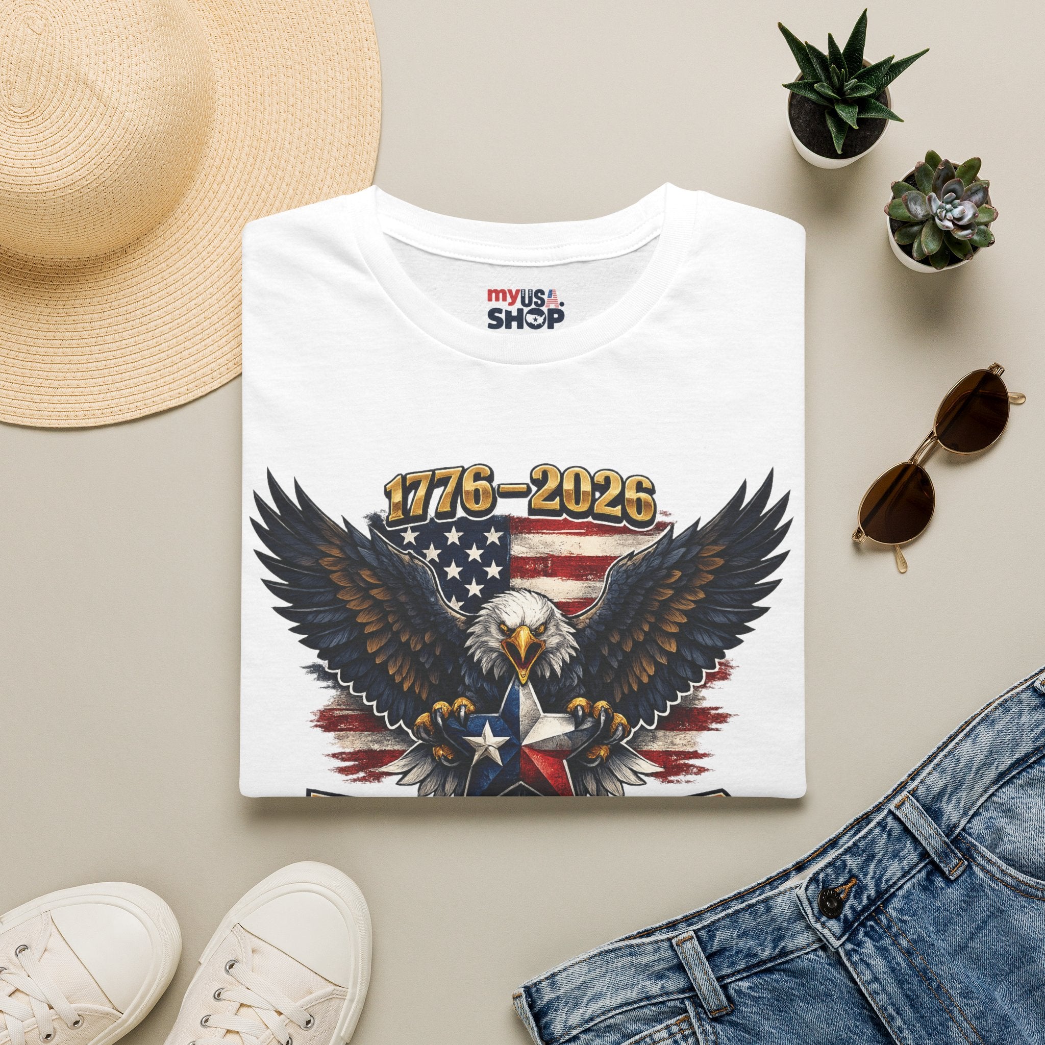 America 250 Texas Shirt — Texas Strong Patriotic Eagle Graphic Tee
