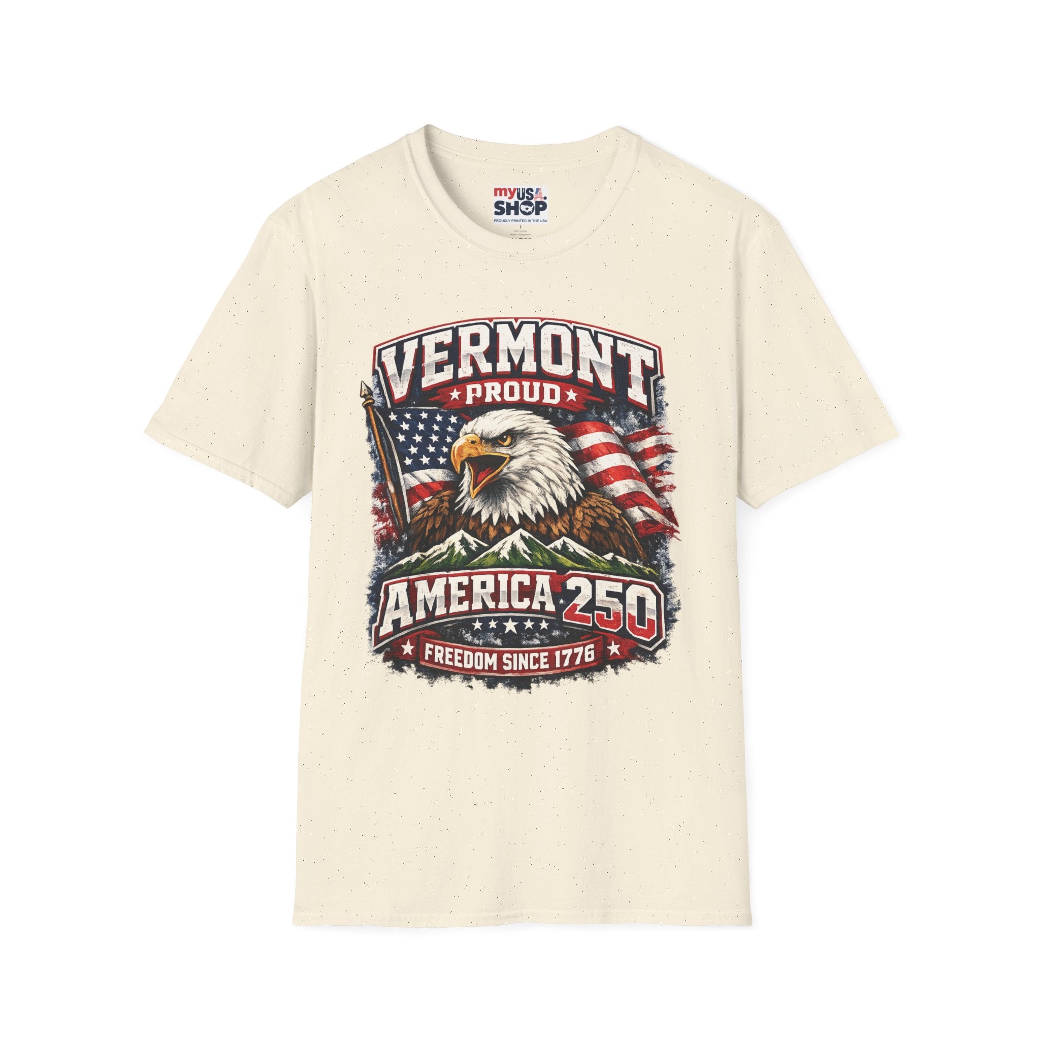 America 250 x Vermont Proud T-Shirt — Eagle Flag Design