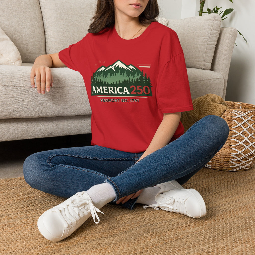 America 250 – Vermont Est. 1791 Mountain Star Vintage Tee Design