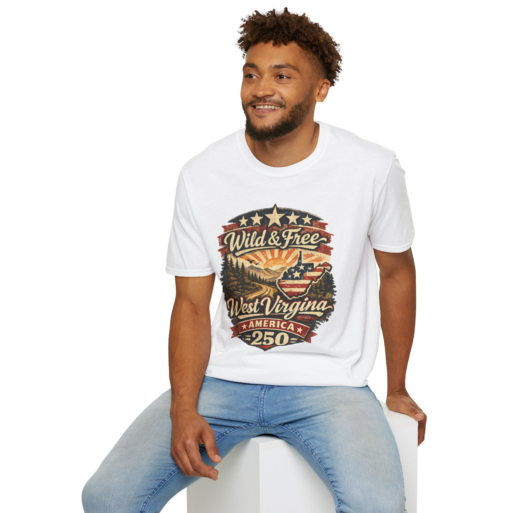 Wild & Free West Virginia T-Shirt — America 250 Mountain Sunset Tee