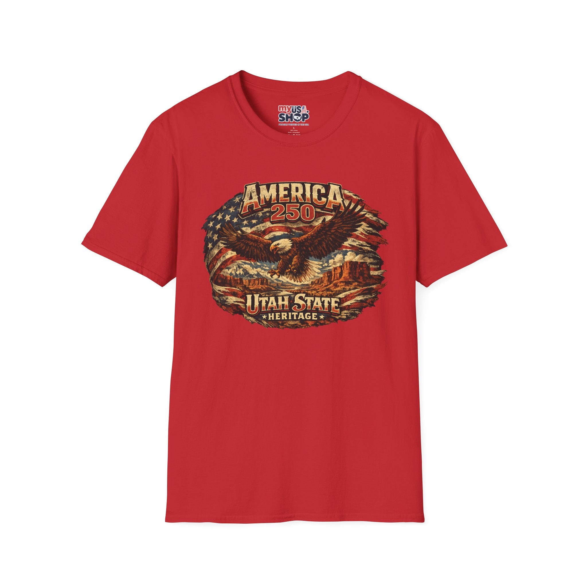 America 250 Utah State Shirt — Heritage Eagle Patriotic Graphic Tee