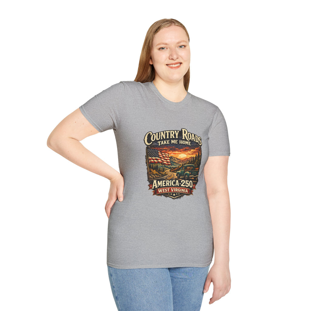 America 250 T-Shirt — "Take Me Home" West Virginia Scenic Graphic Tee