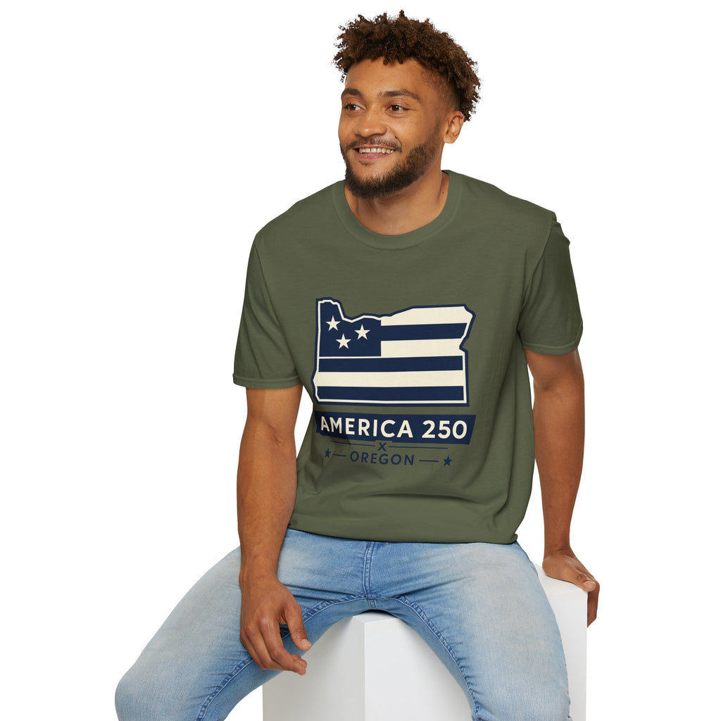 America 250 Oregon Shirt — Minimal Oregon State Flag Graphic Tee