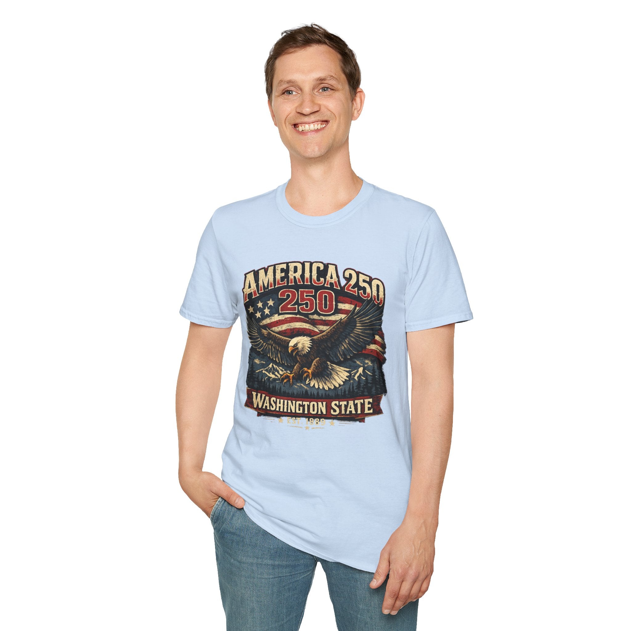 America 250 Eagle T-Shirt — Washington State Patriotic Tee