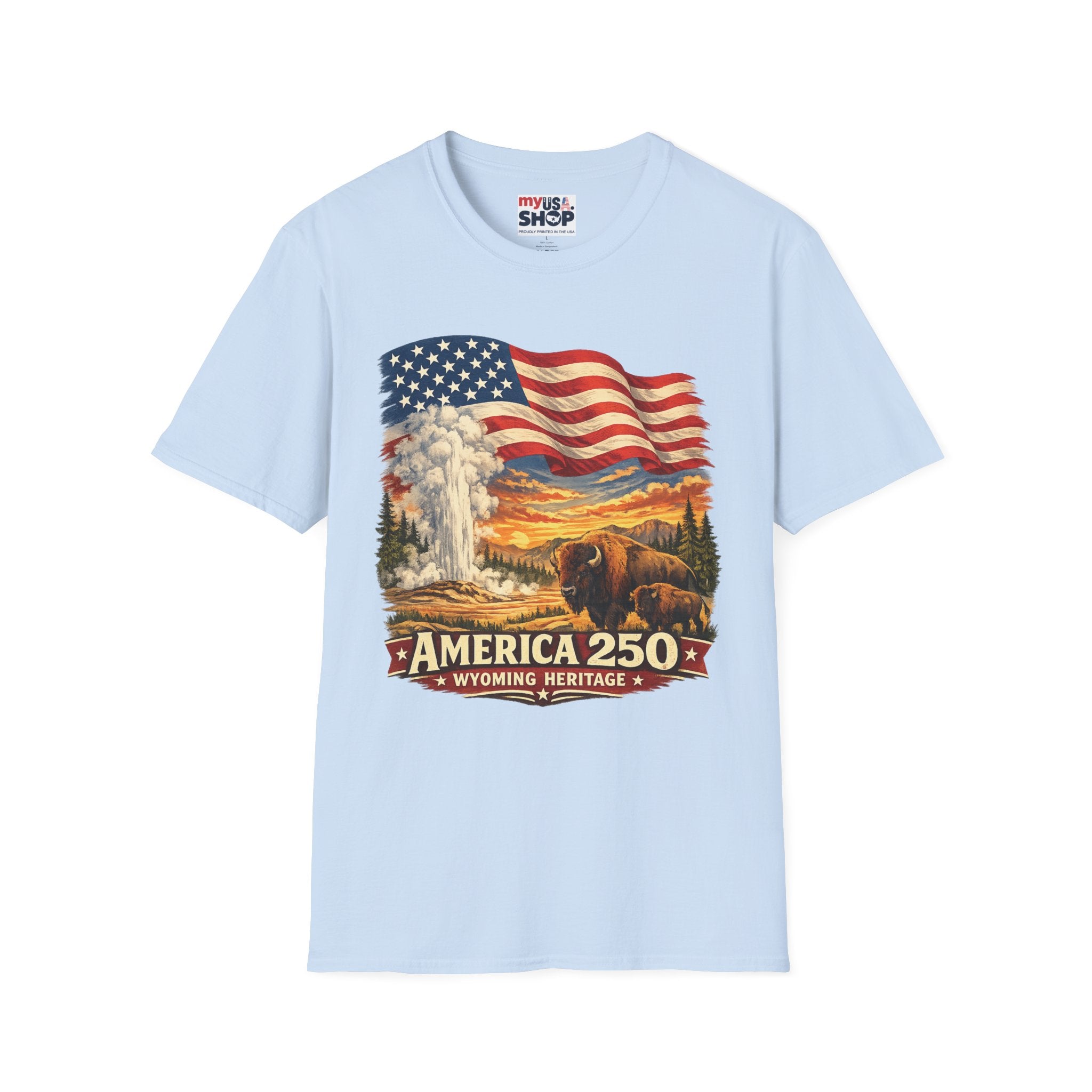 America 250 T-Shirt — Vintage Wyoming Yellowstone Design