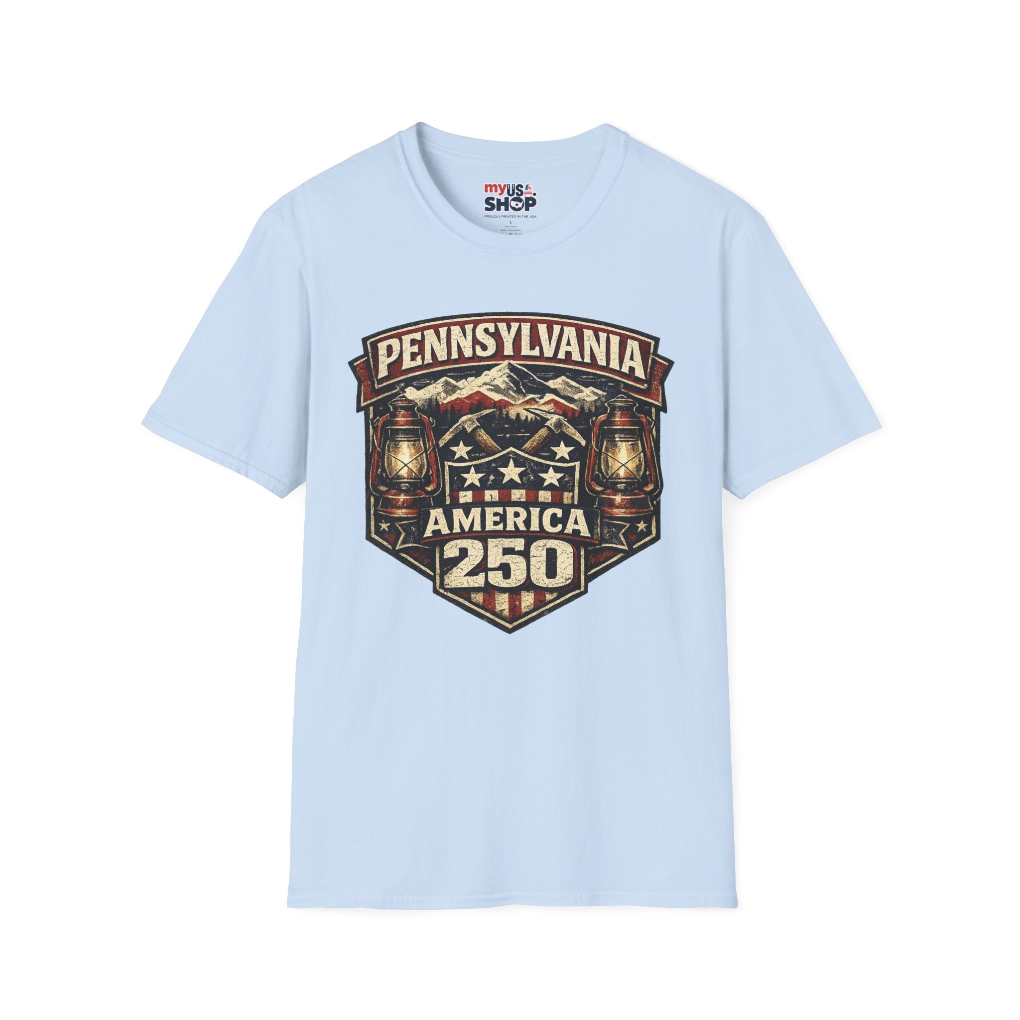 Pennsylvania America 250 Shirt — Rustic Mountain Miner Badge Graphic Tee