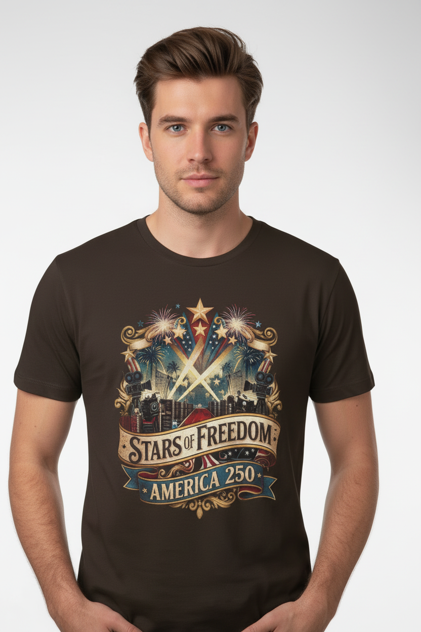 Stars of Freedom T‑Shirt — America 250 Patriotic Celebration Tee Pop Culture
