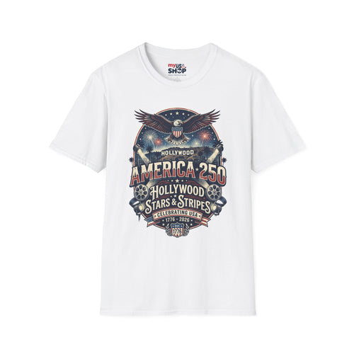 America 250 Graphic T-Shirt — Hollywood Stars & Stripes Eagle Design
