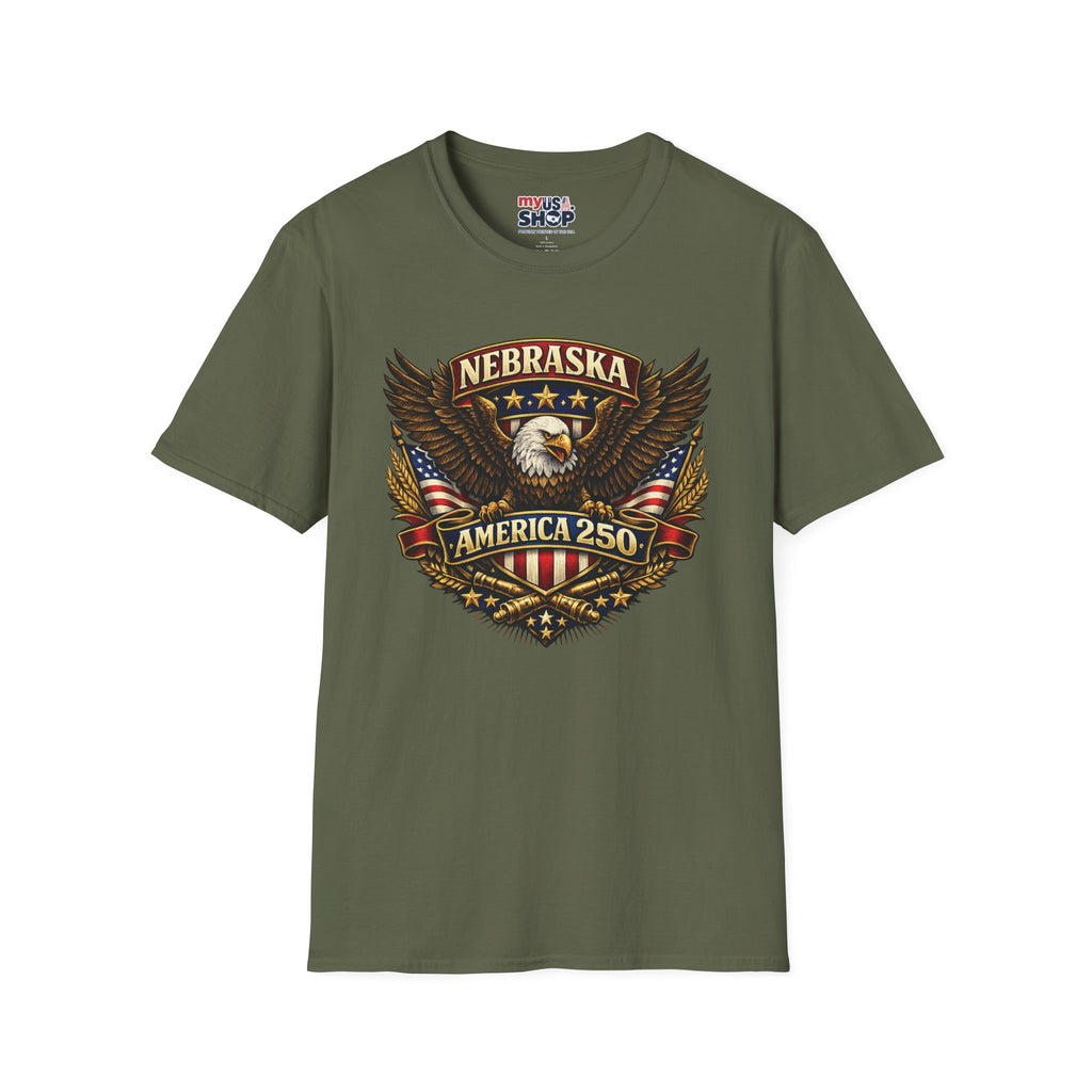 America 250 Nebraska Eagle T-Shirt — Patriotic USA State Tee