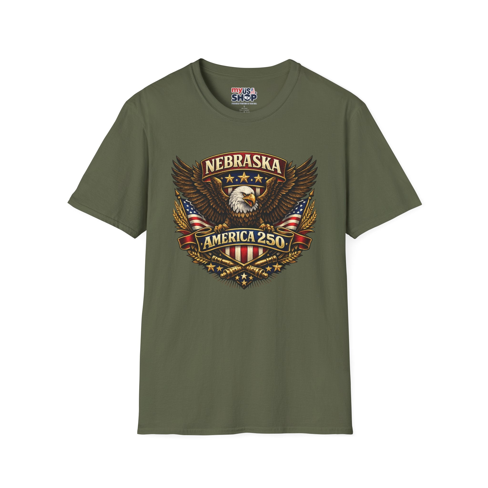 America 250 Nebraska Eagle T-Shirt — Patriotic USA State Tee