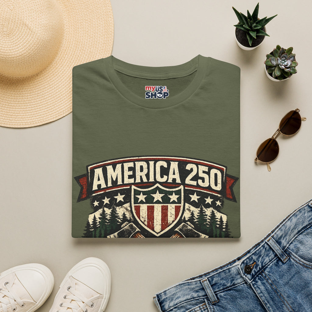 America 250 Shirt —Oregon  Rustic Timber Heritage Graphic Tee