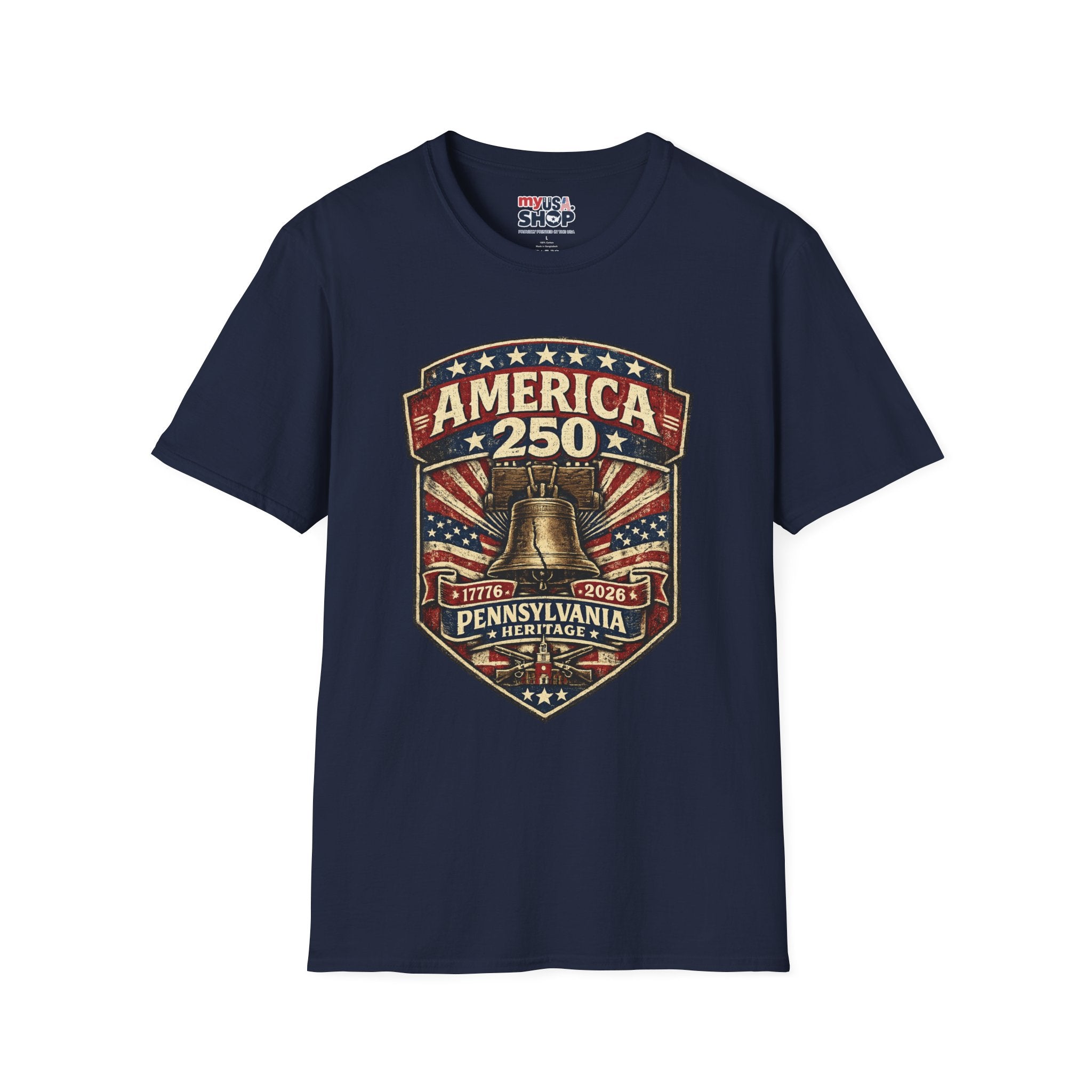 Pennsylvania America 250 Shirt — Vintage Liberty Bell Heritage Crest Tee