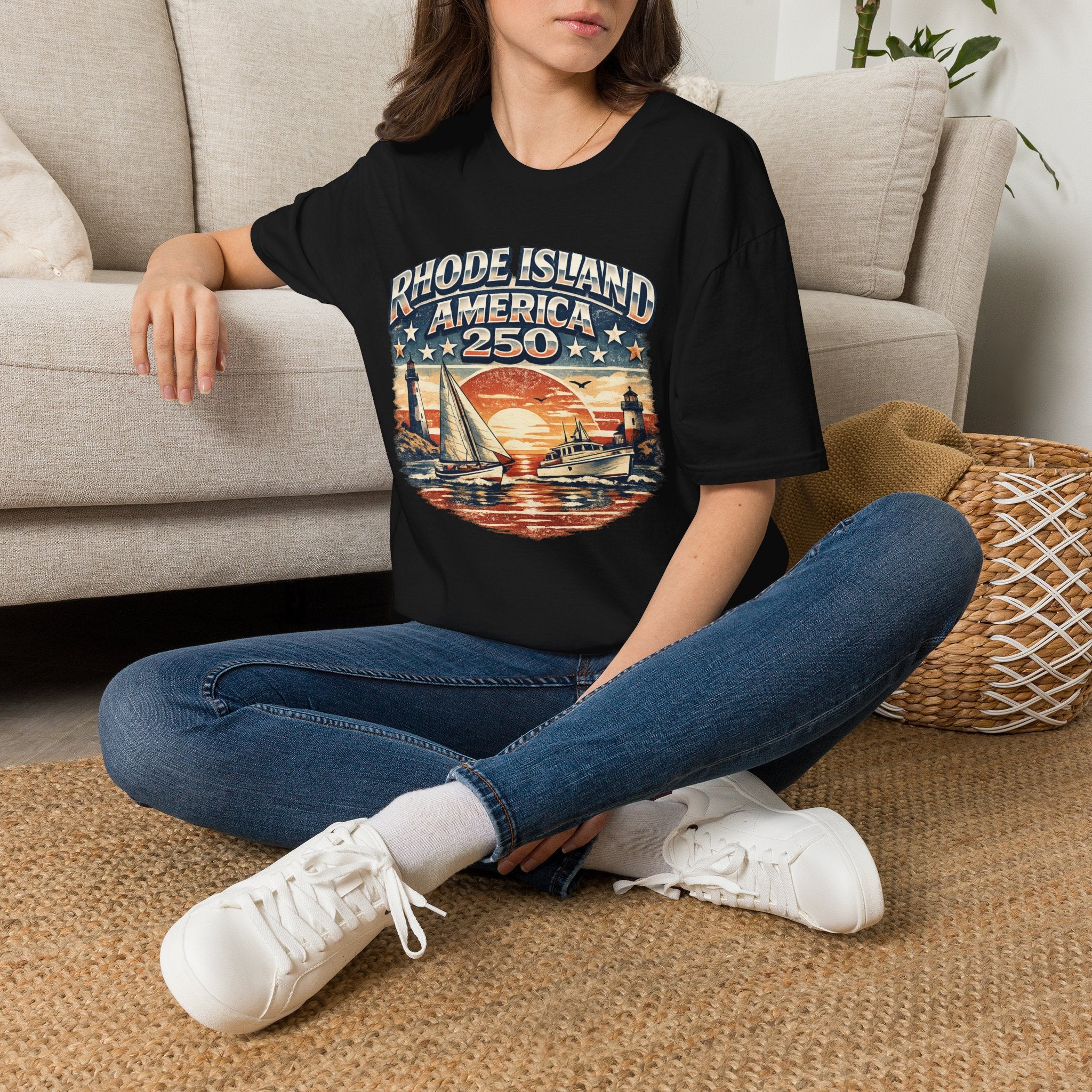 Rhode Island America 250 Shirt — Nautical Sunset Sailing Tee