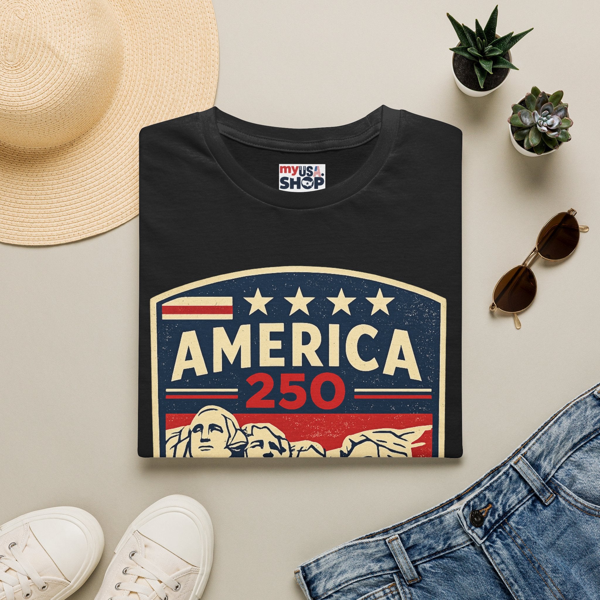 America 250 South Dakota Shirt — Retro Mount Rushmore USA Graphic Tee